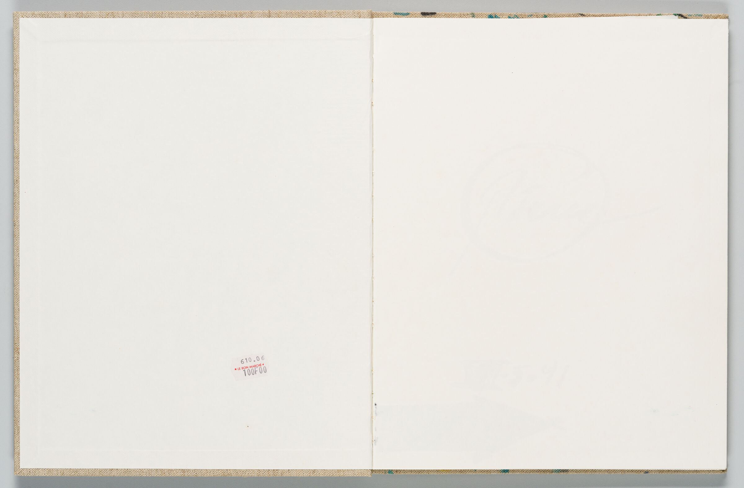 Untitled (Front Endpaper With Price Sticker, Left Page); Untitled (Blank, Right Page)
