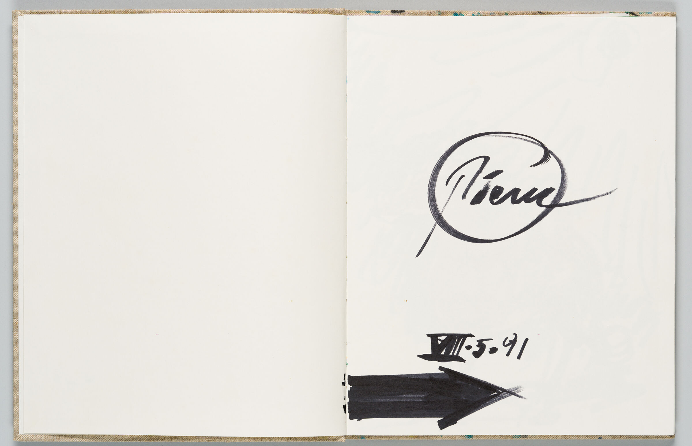Untitled (Blank, Left Page); Untitled (Signature, Right Page)