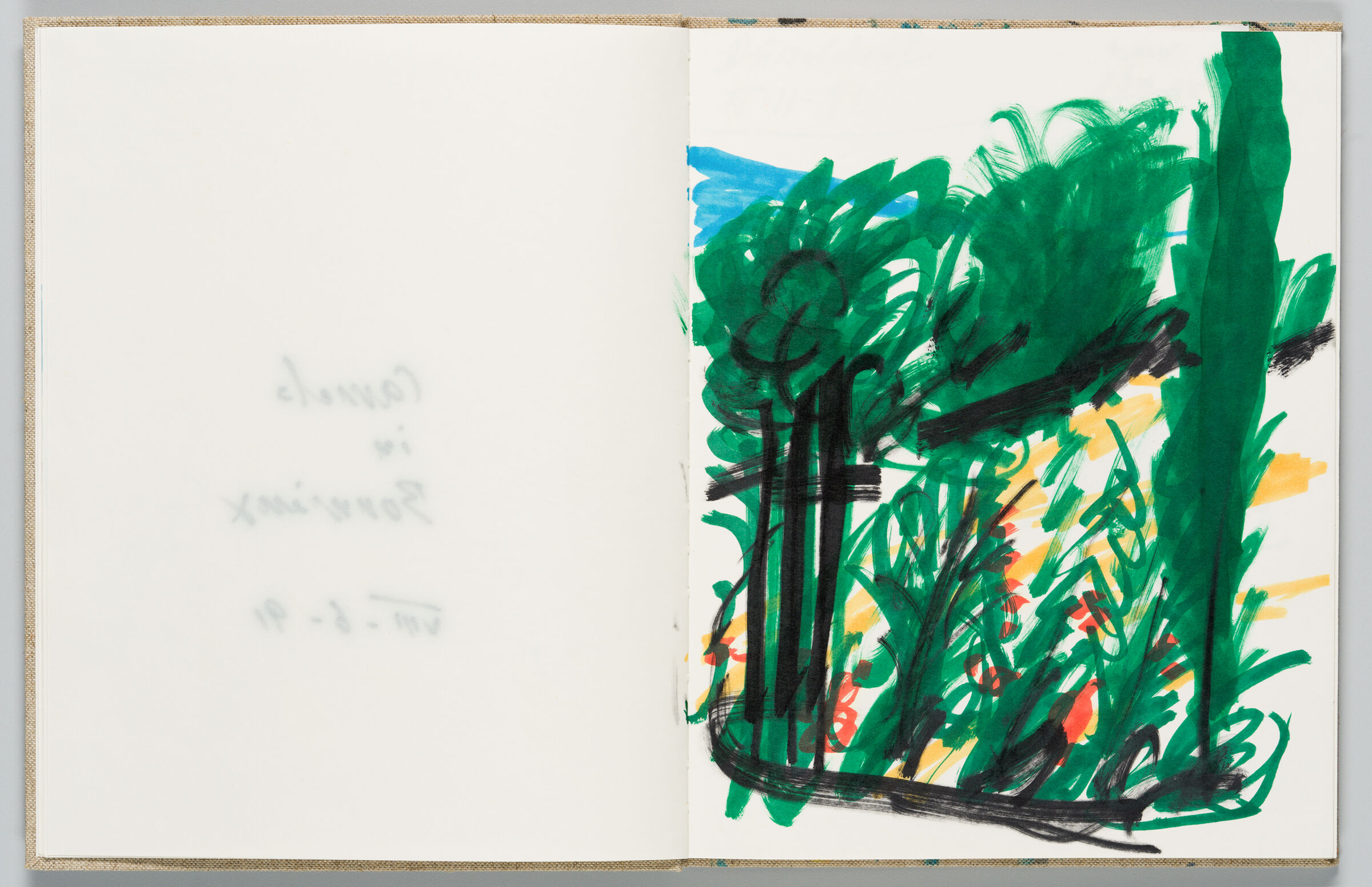 Untitled (Bleed-Through Of Previous Page, Left Page); Untitled (Landscape, Right Page)