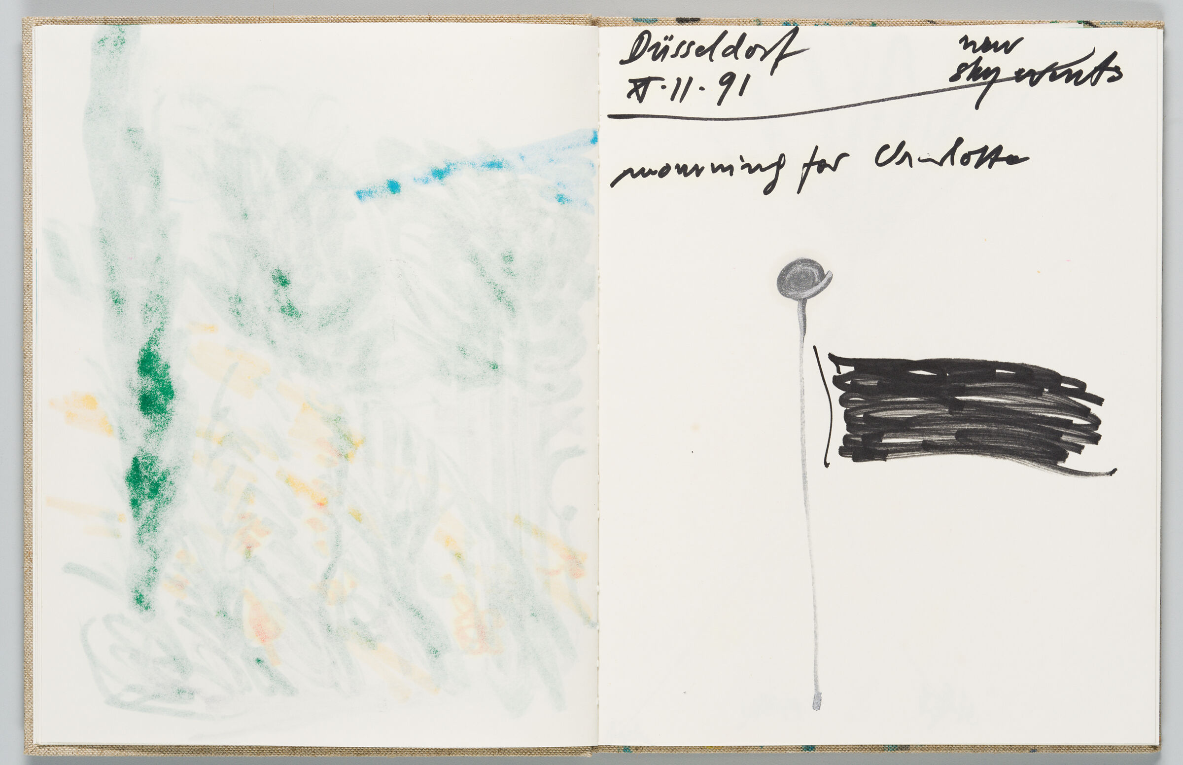 Untitled (Bleed-Through Of Previous Page, Left Page); Untitled (Flag For Charlotte, Right Page)
