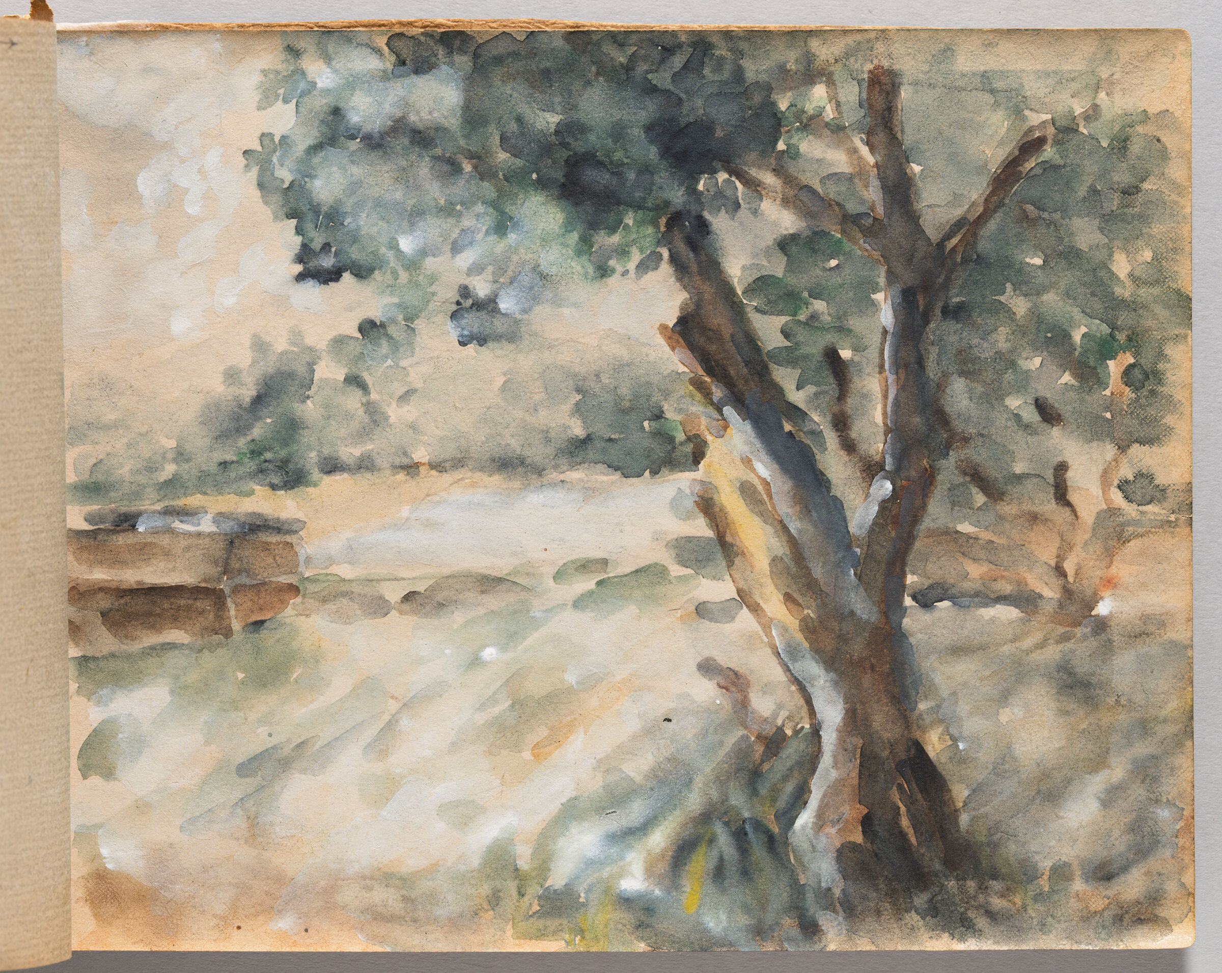 Untitled (Blank With Watercolor Stains, Left Page); Untitled (Landscape, Right Page)
