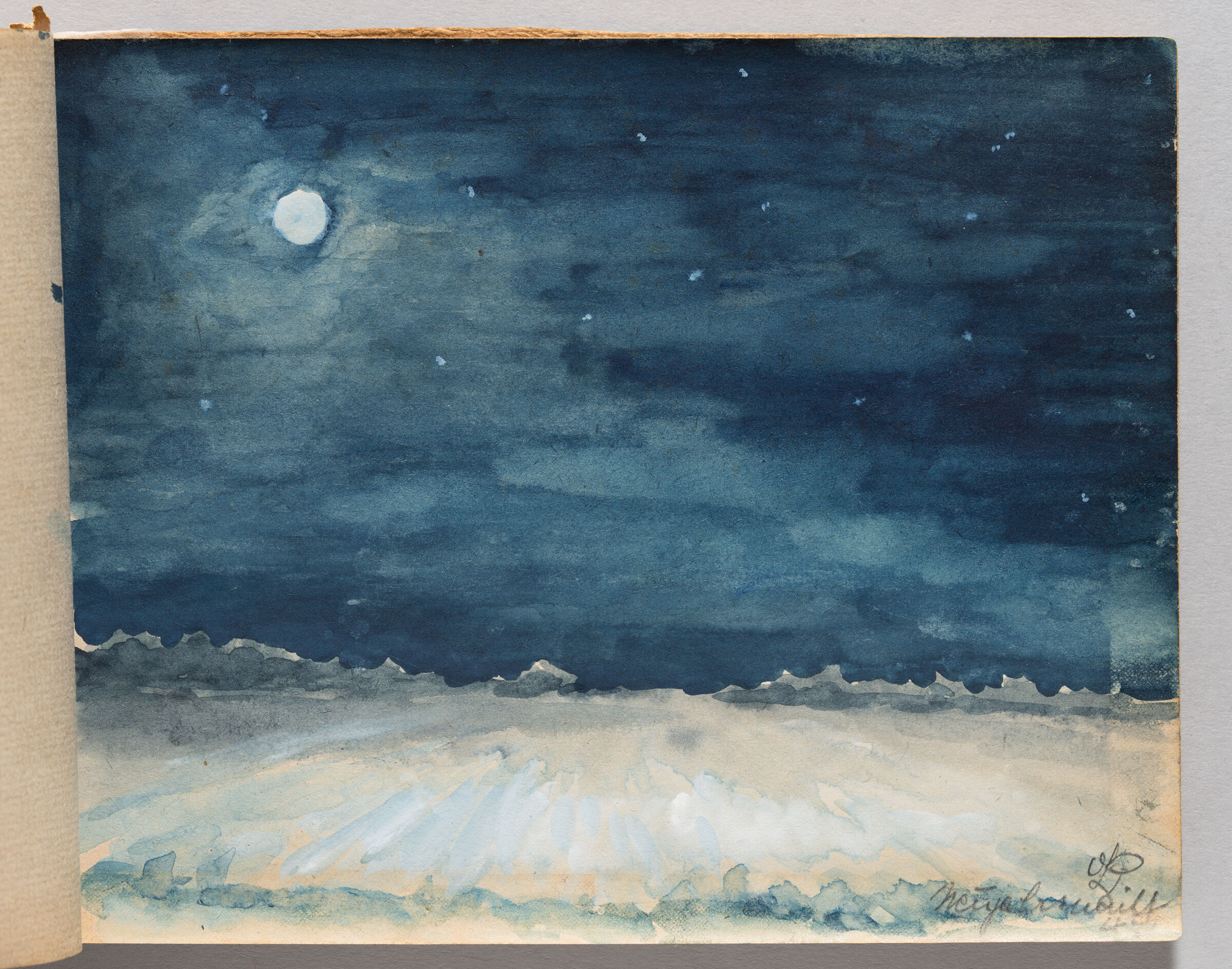 Untitled (Blank With Watercolor Stains, Left Page); Untitled (Field At Night, Right Page)