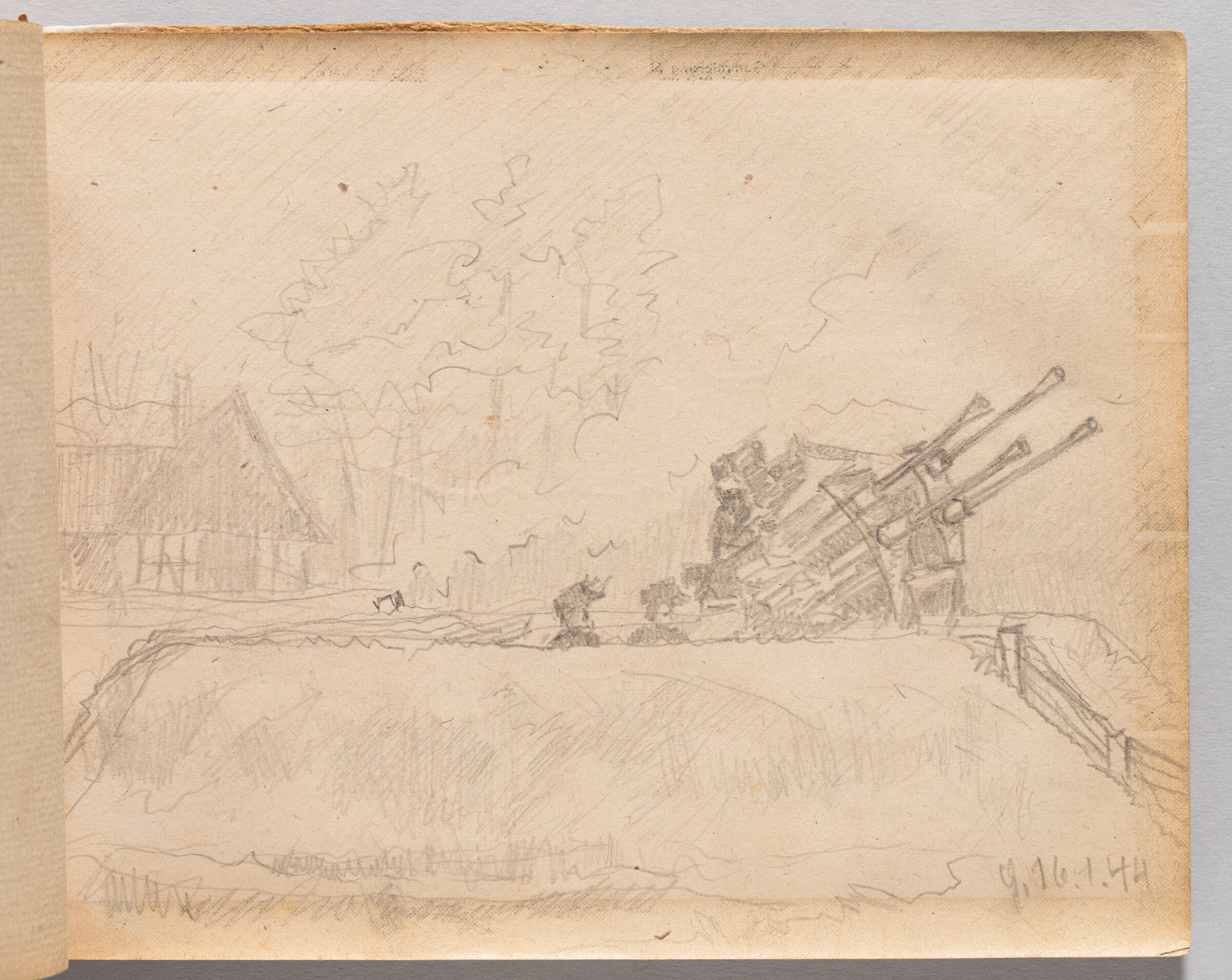 Untitled (Blank, Left Page); Untitled (German Soldiers With Anti-Aircraft Gun, Right Page)