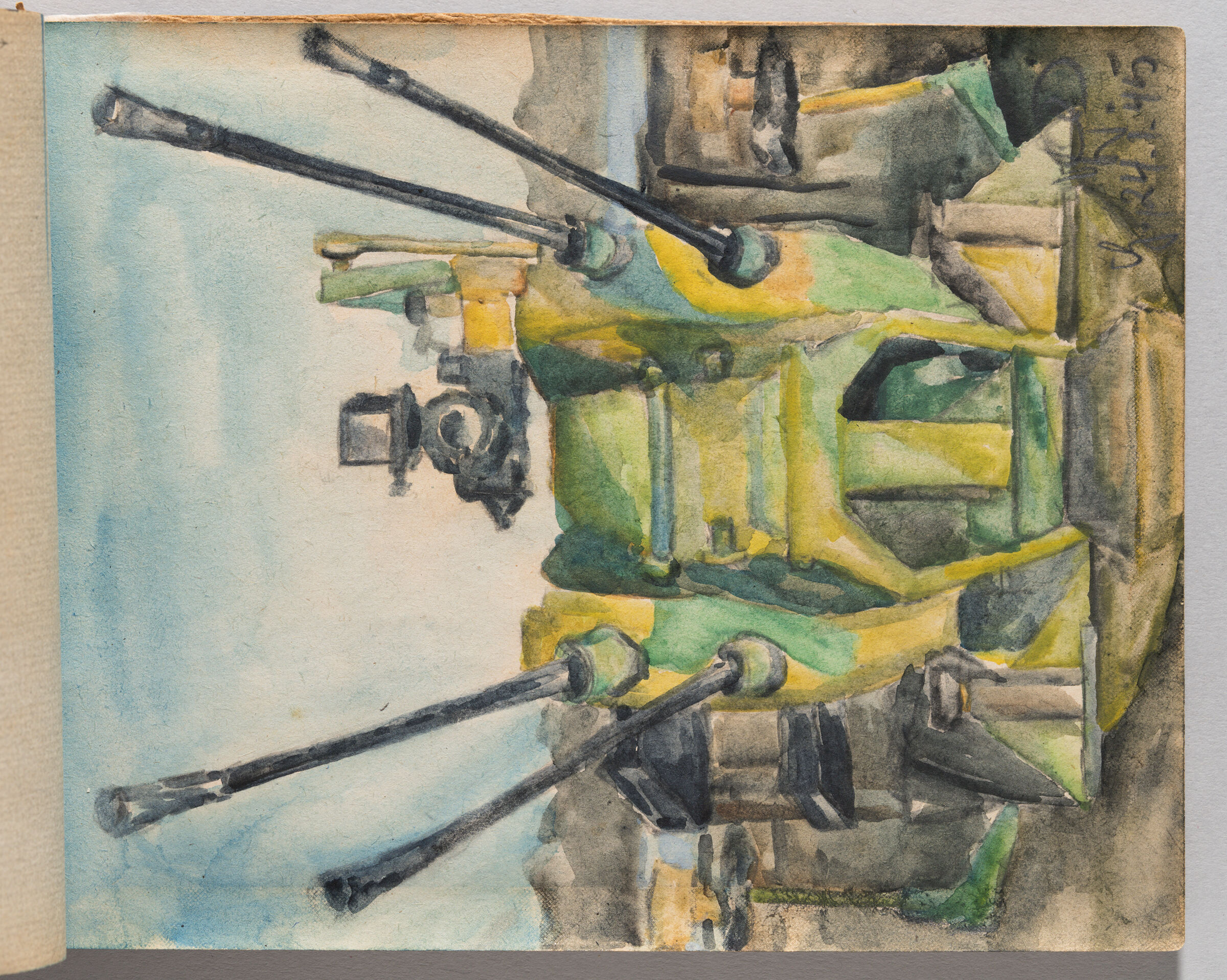 Untitled (Blank, Left Page); Untitled (German Anti-Aircraft Gun, Right Page)