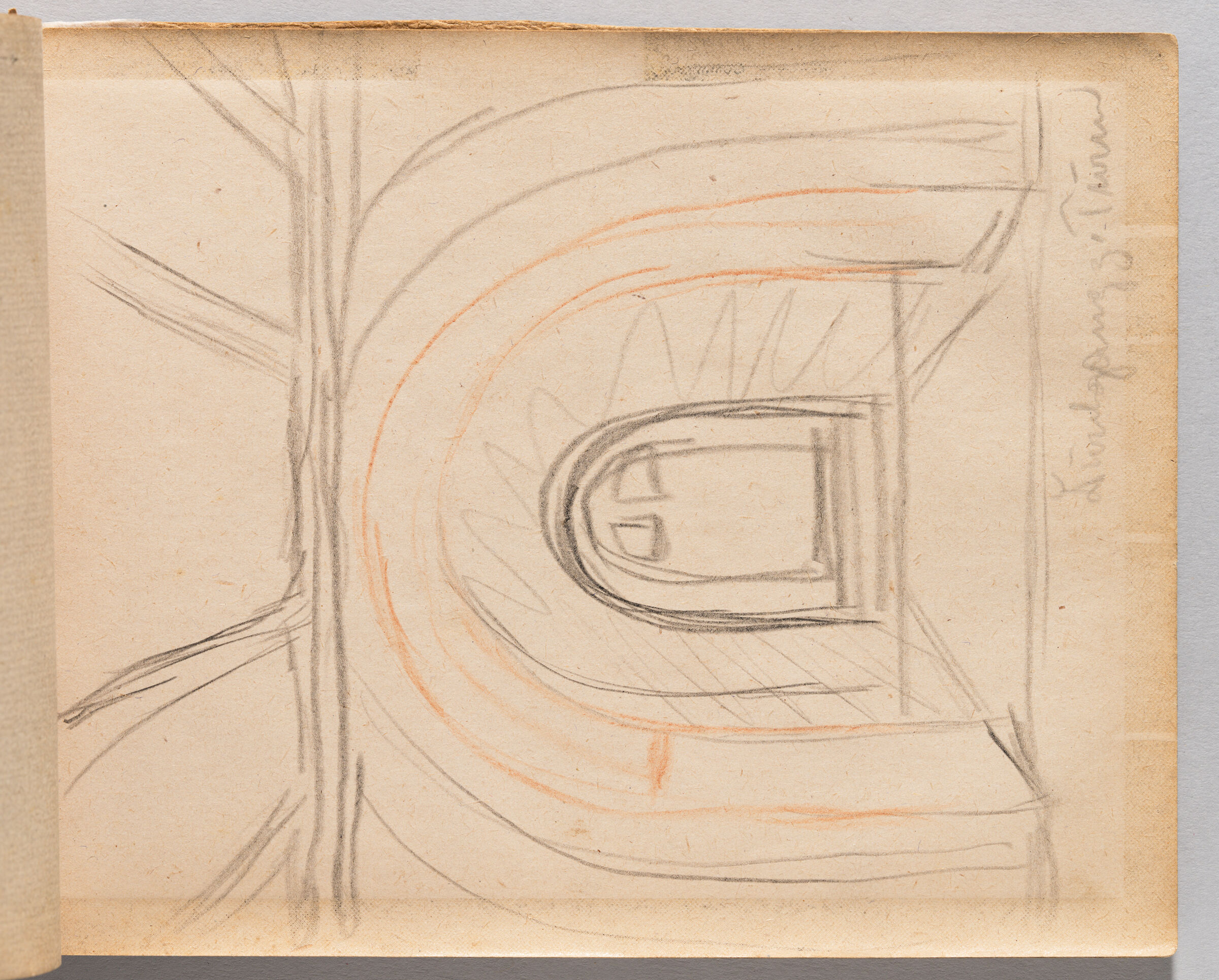 Untitled (Blank, Left Page); Untitled (Architectural Sketch, Right Page)