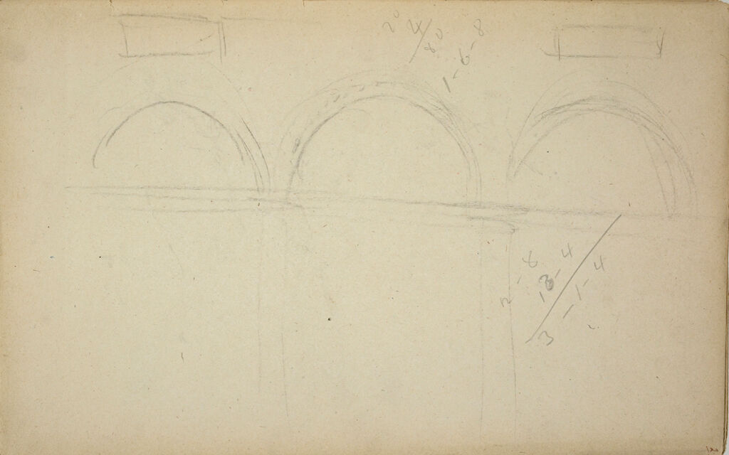 Slight Sketch Of Arches; Verso: Two Figure Studies For 