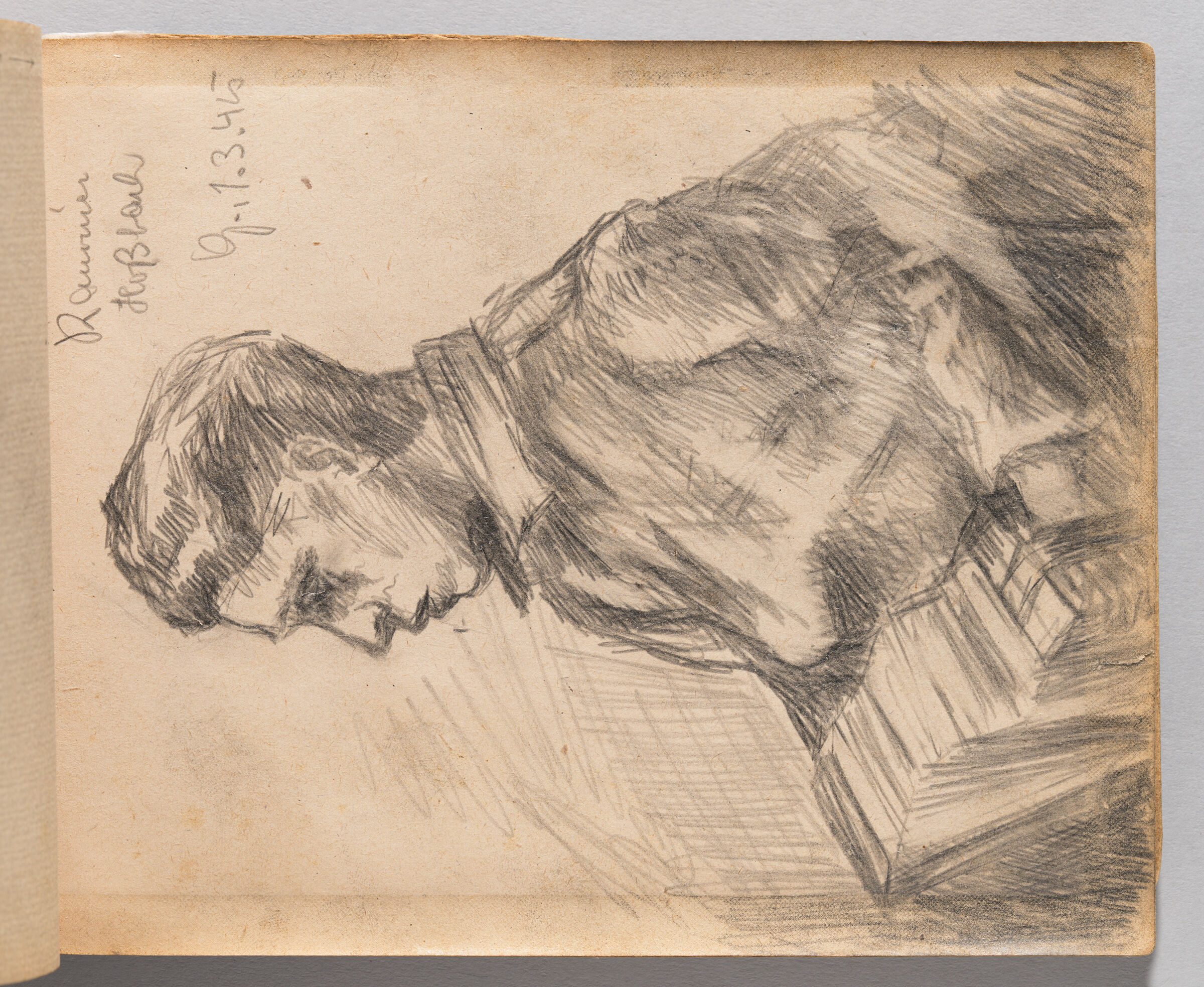 Untitled (Blank, Left Page); Untitled (Portrait Of Musician, Right Page)