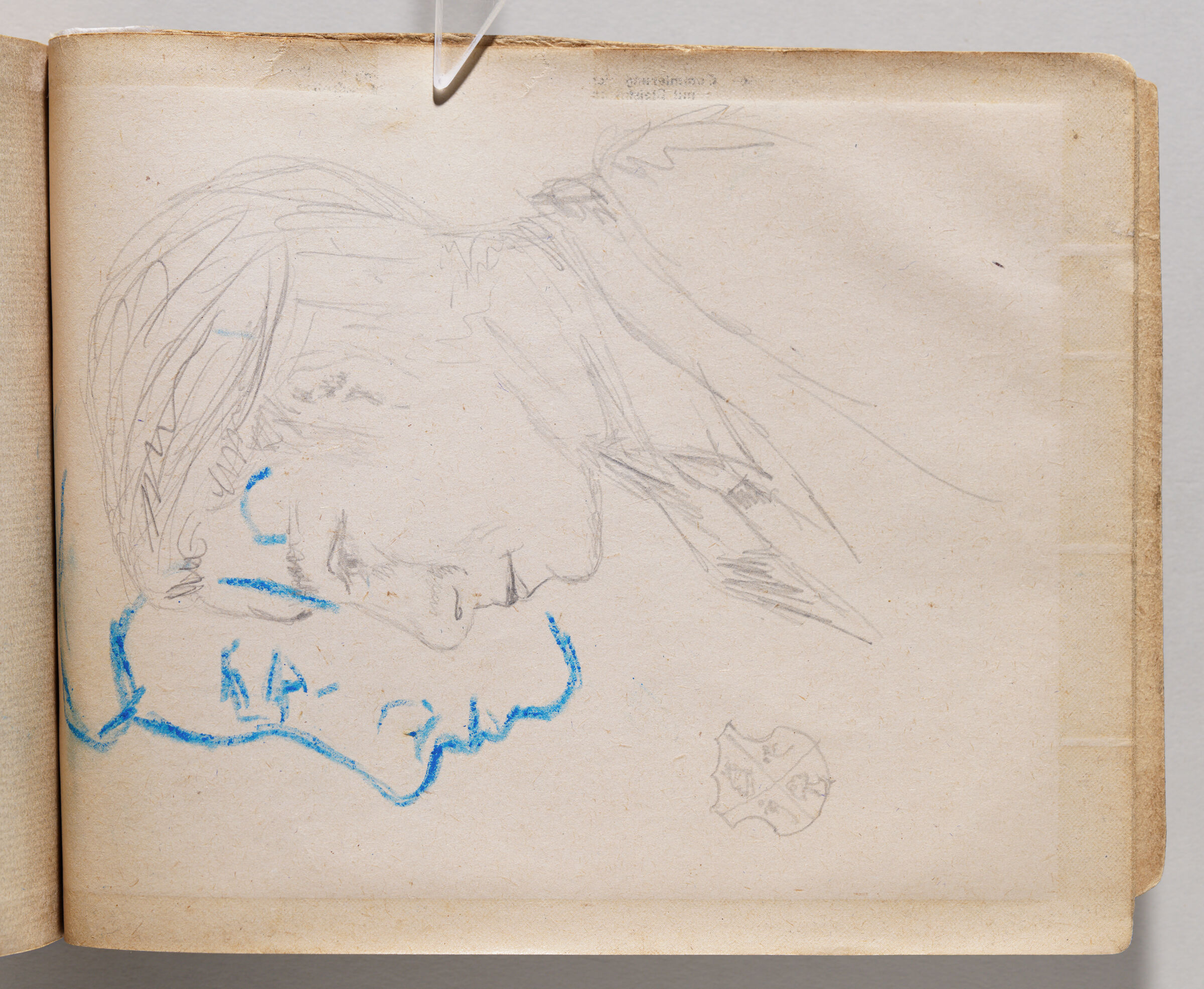 Untitled (Blank, Left Page); Untitled (Study Of Male Figure In Profile, Right Page)