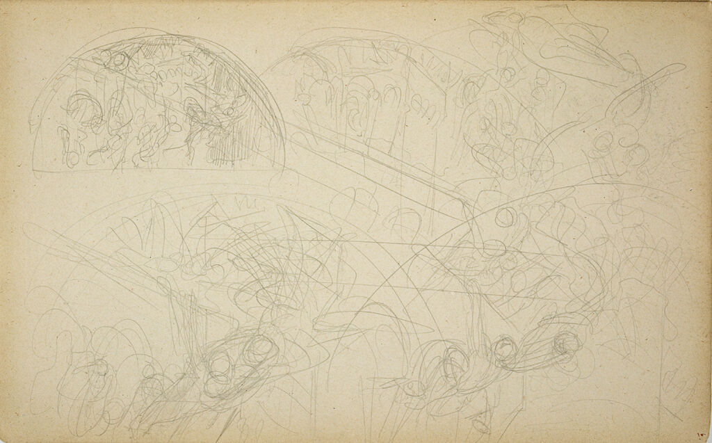 Sketches For Lunettes, Boston Public Library; Verso: Compositional Sketch Of Figures