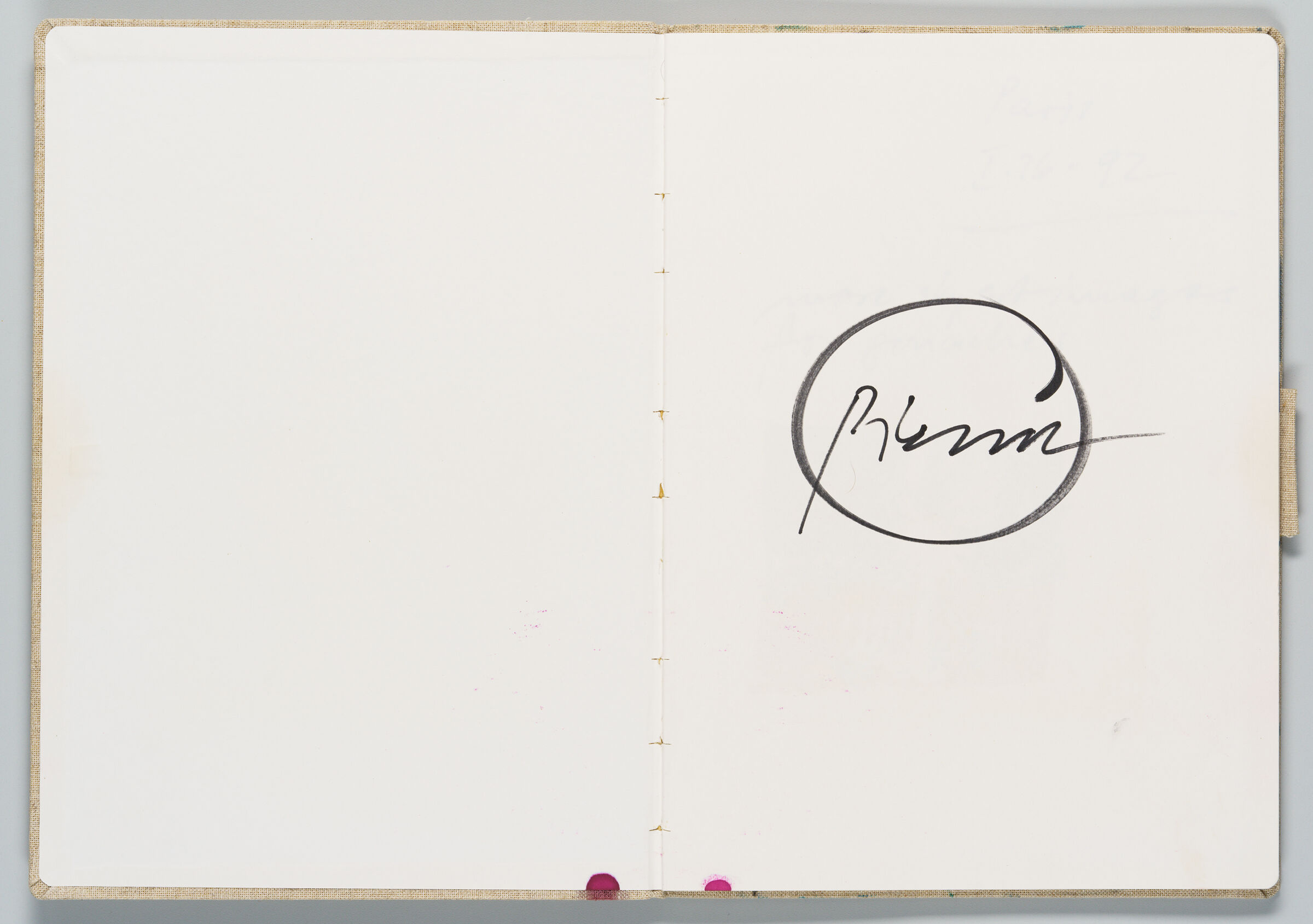 Untitled (Front Endpaper With Marker Stain, Left Page); Untitled (Bleed With Marker Stain, Right Page)
