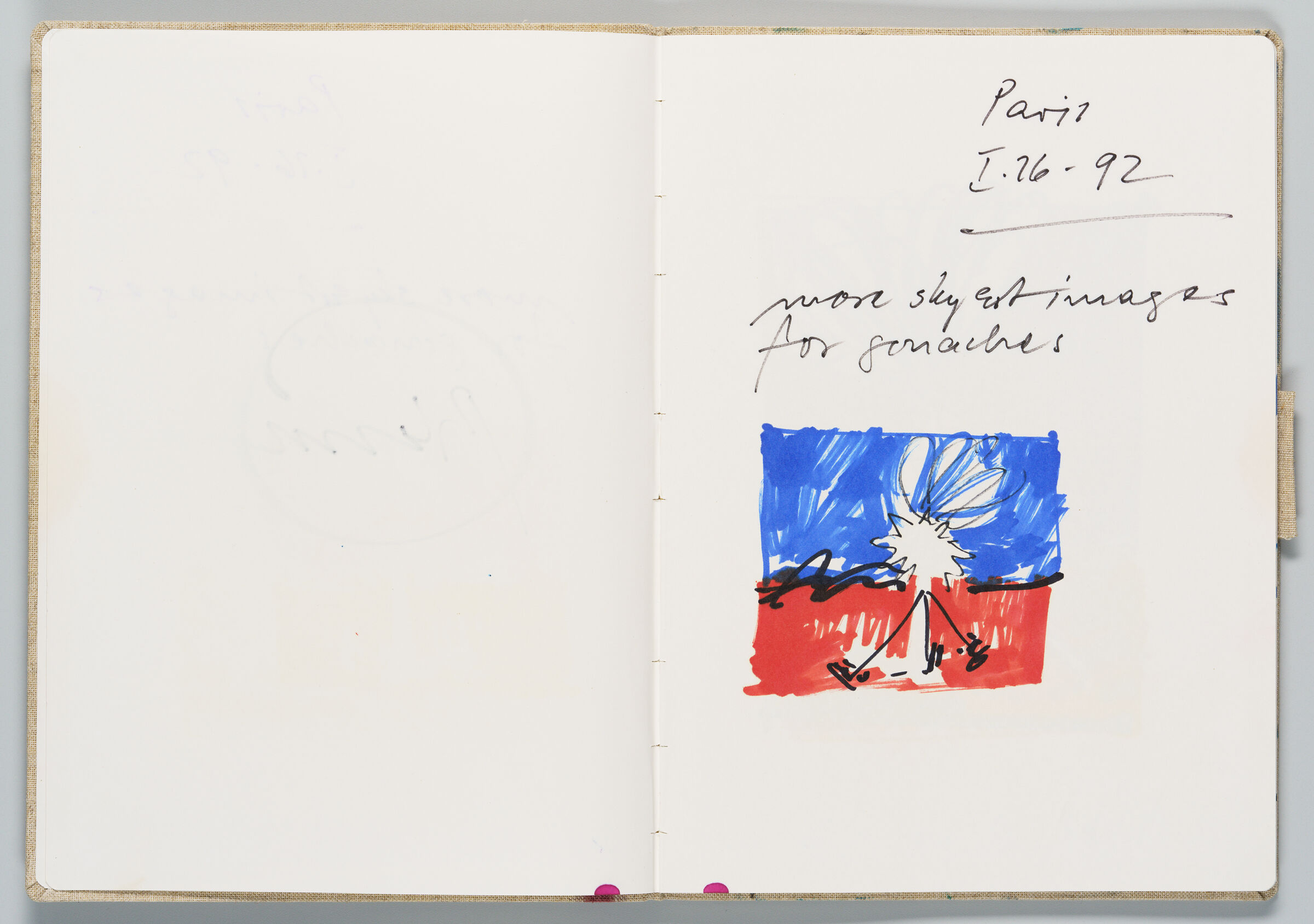 Untitled (Bleed-Through Of Previous Page With Marker Stain, Left Page); Untitled (