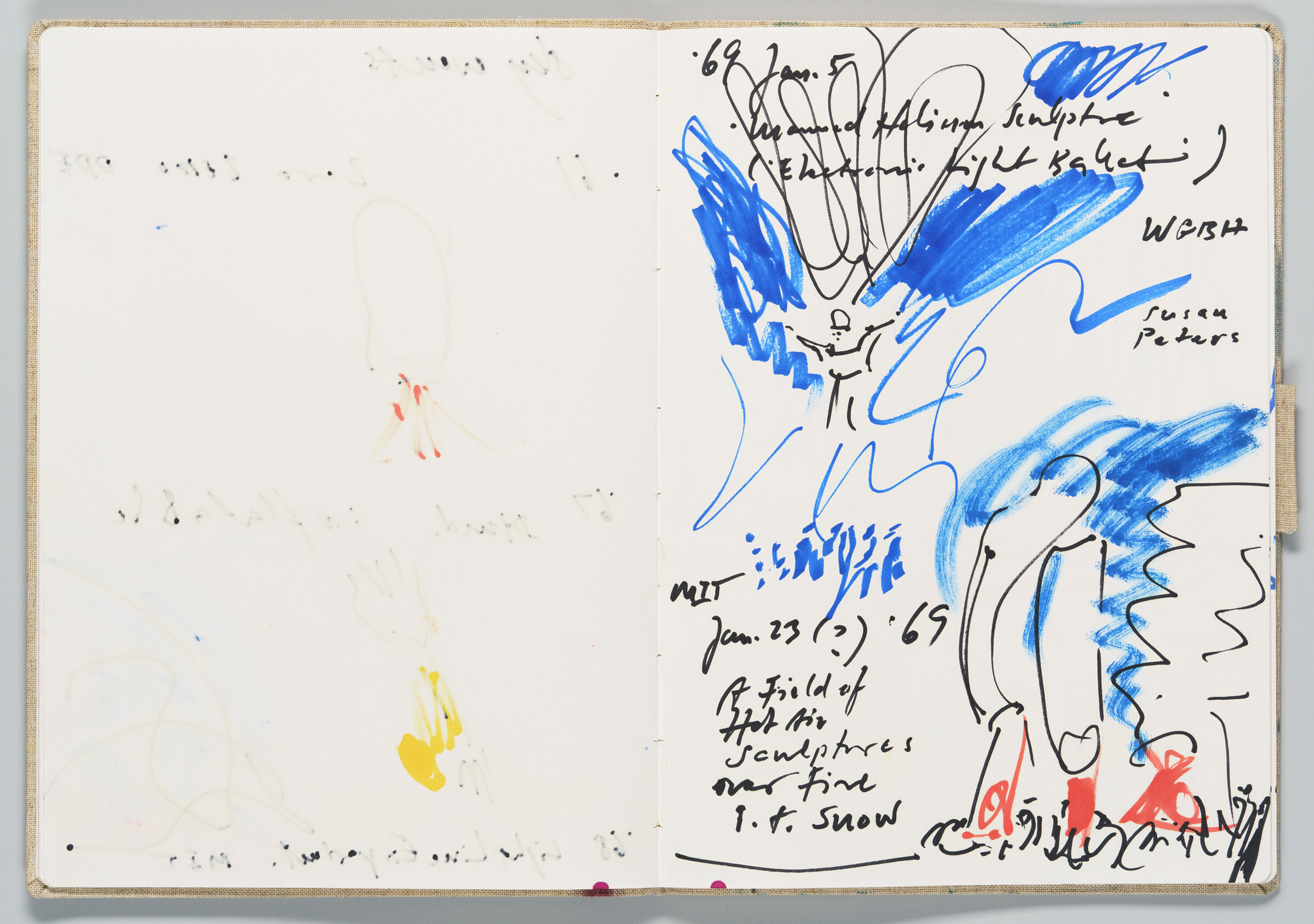 Untitled (Bleed-Through Of Previous Page With Marker Stain, Left Page); Untitled (Sketches Of Past Sky Events, Right Page)