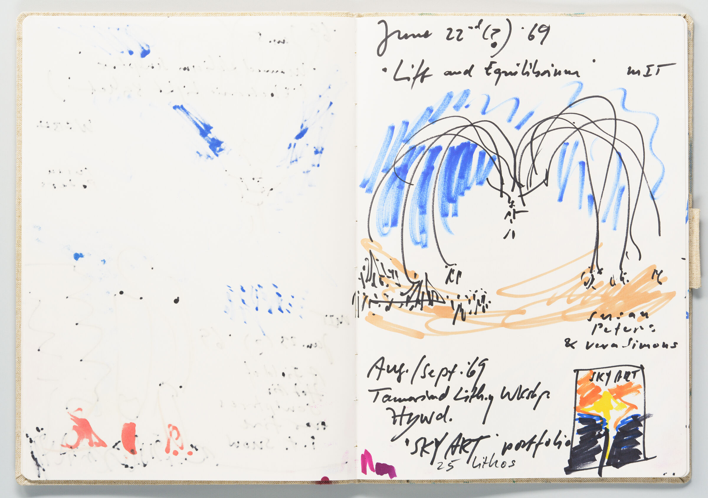 Untitled (Bleed-Through Of Previous Page With Marker Stain, Left Page); Untitled (Sketches Of Past Sky Events, Right Page)