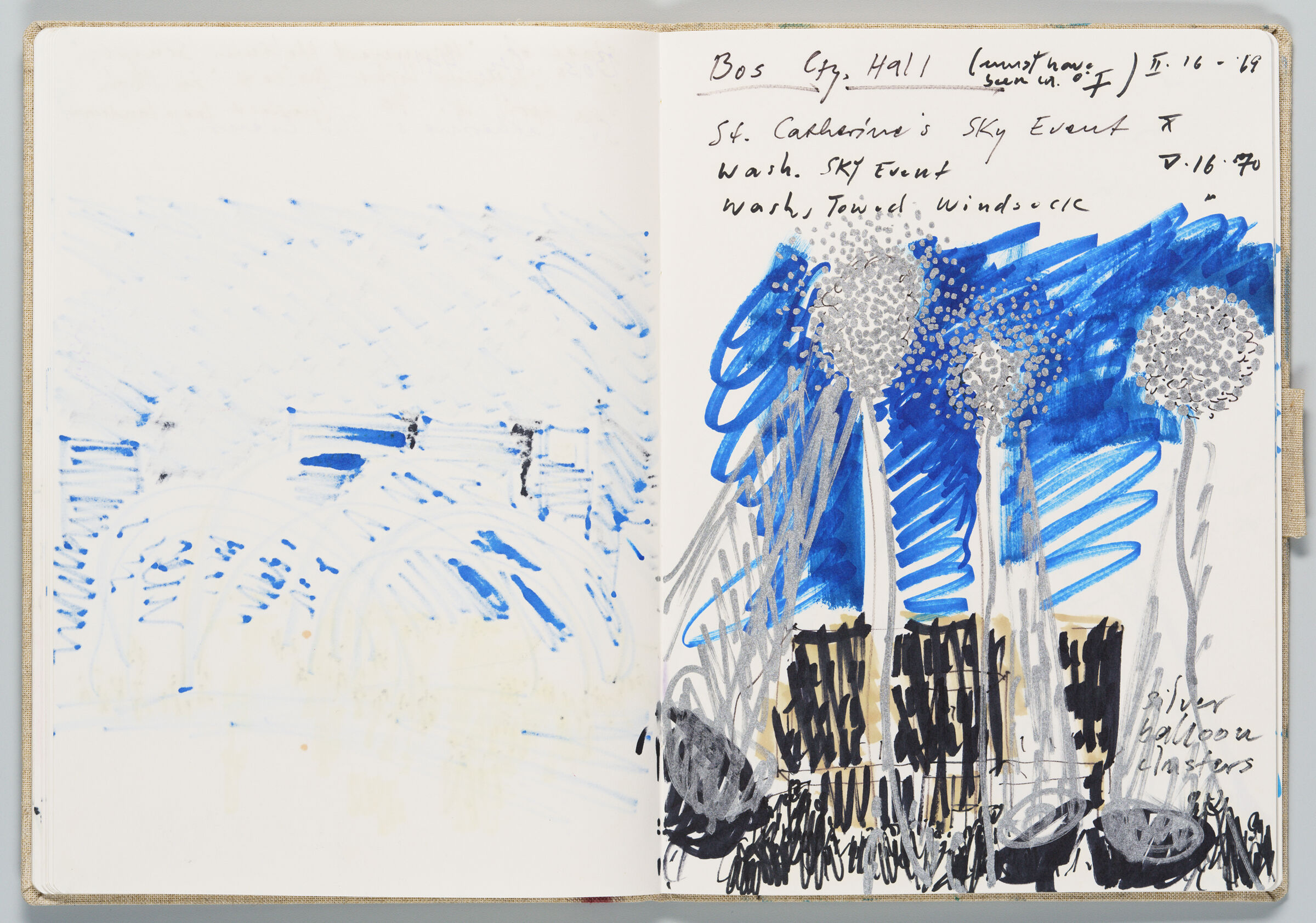 Untitled (Bleed-Through Of Previous Page, Left Page); Untitled (Sketch Of Past Sky Event, Right Page)