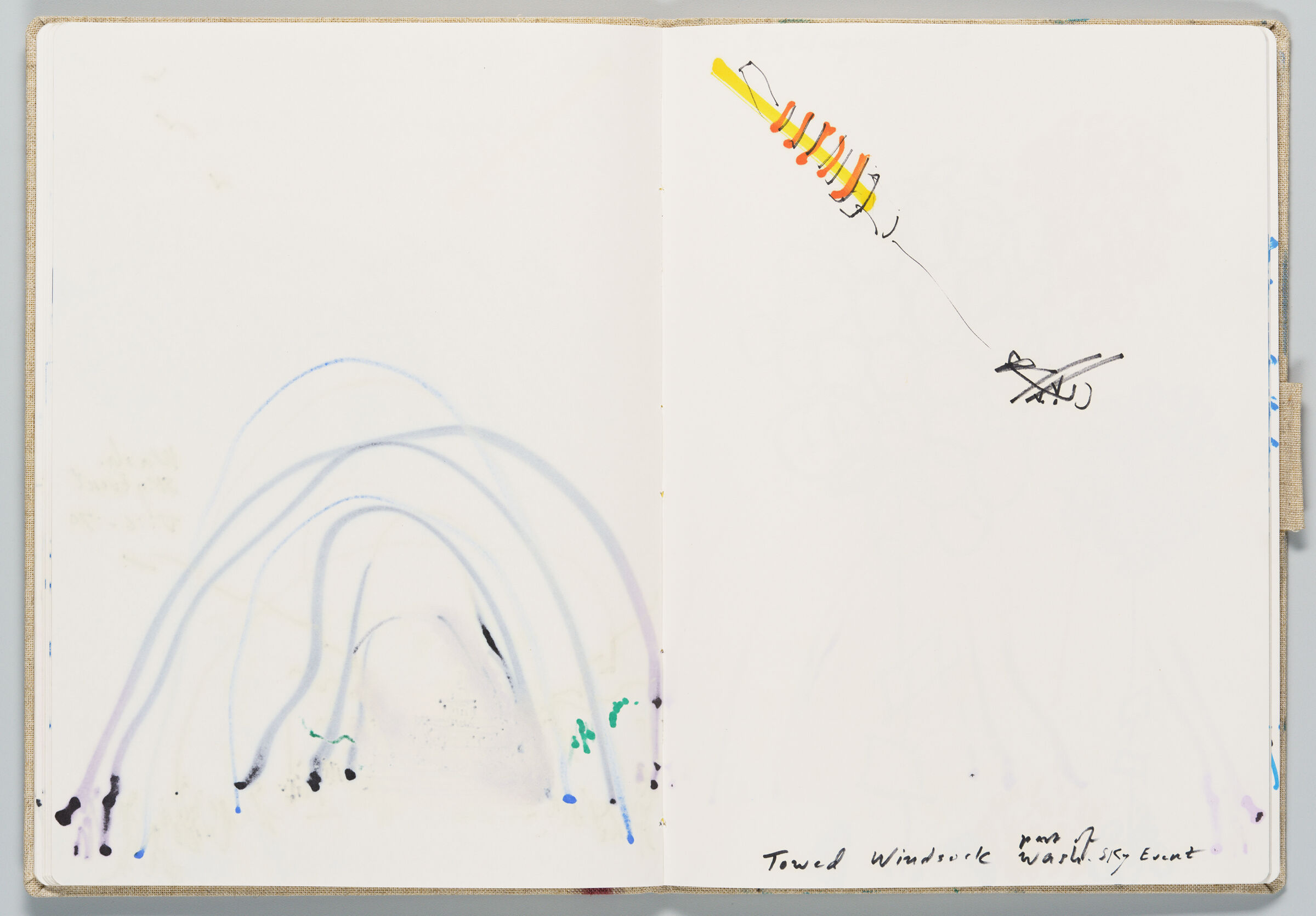 Untitled (Bleed-Through Of Previous Page, Left Page); Untitled (Sketch Of Past Sky Event With Color Transfer, Right Page)