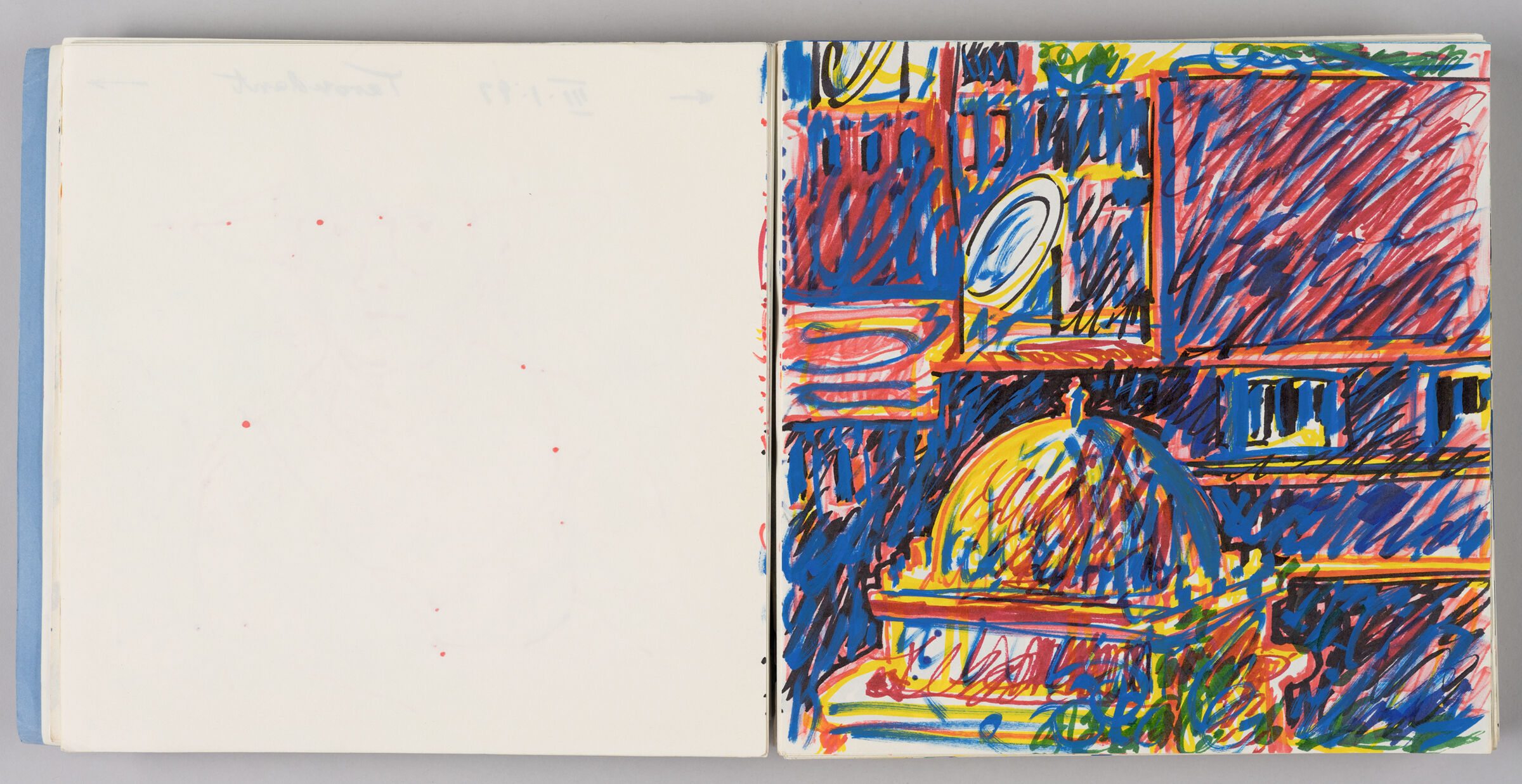 Untitled (Bleed-Through Of Previous Page And Color Transfer, Left Page); Untitled (View Of Taroudant, Right Page)
