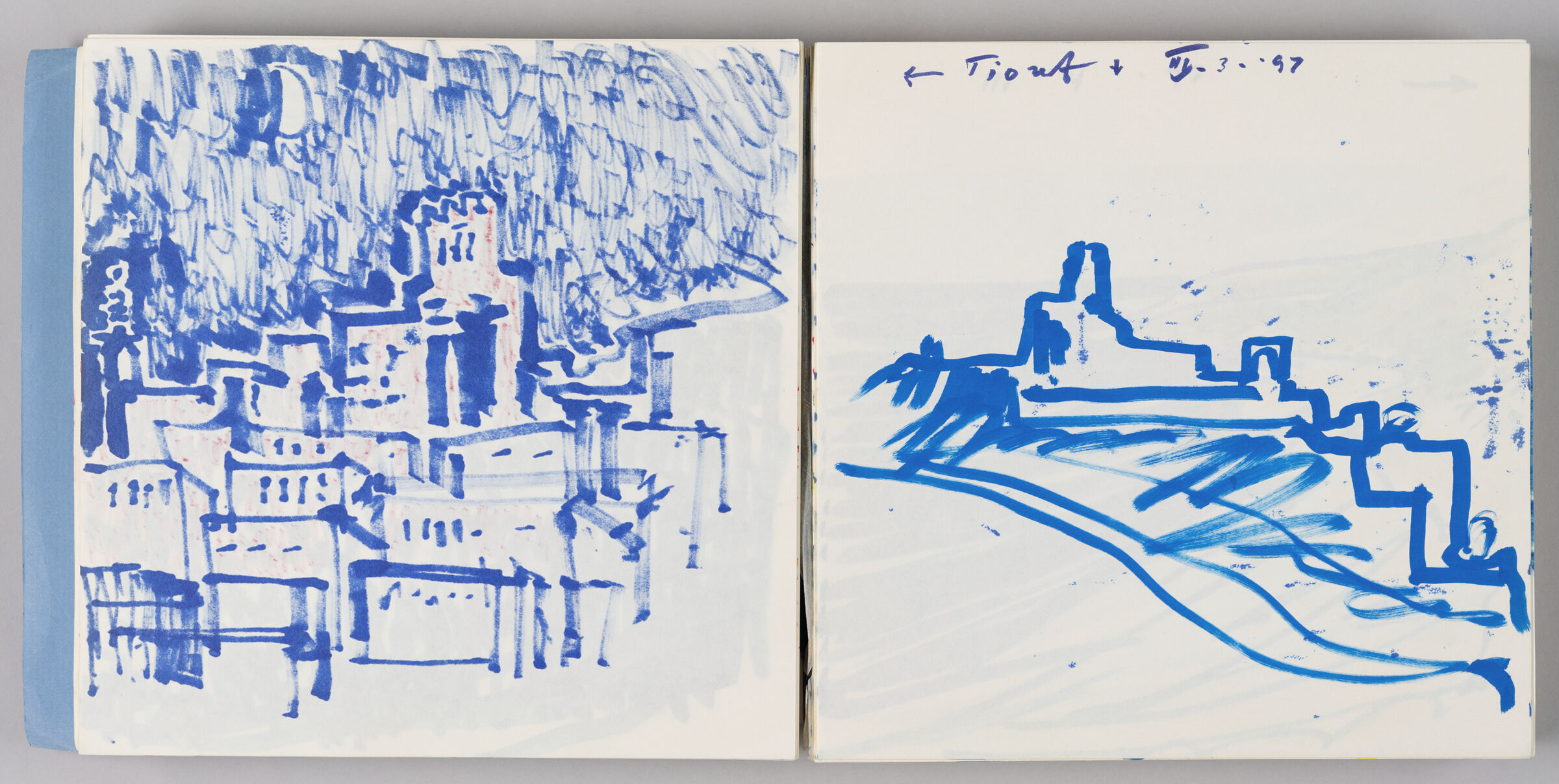 Untitled (Bleed-Through Of Previous Page, Left Page); Untitled (Note And View Of Tiout, Right Page)
