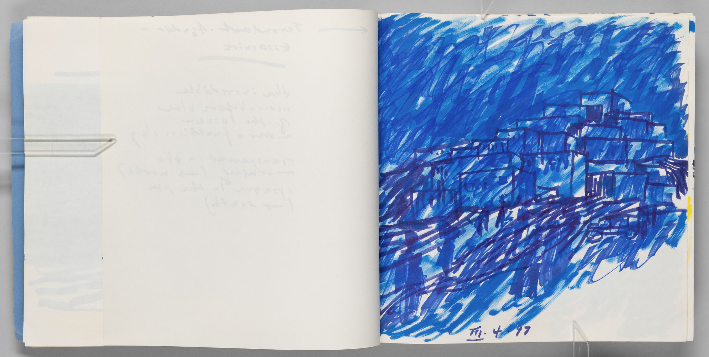 Untitled (Bleed-Through Of Previous Page, Left Page); Untitled (Moroccan Village In Blue, Right Page)
