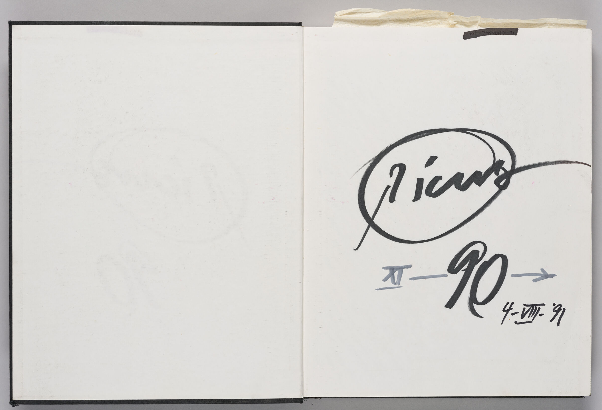 Untitled (Front Endpaper With Color Transfer, Left Page); Untitled (Signature, Right Page)