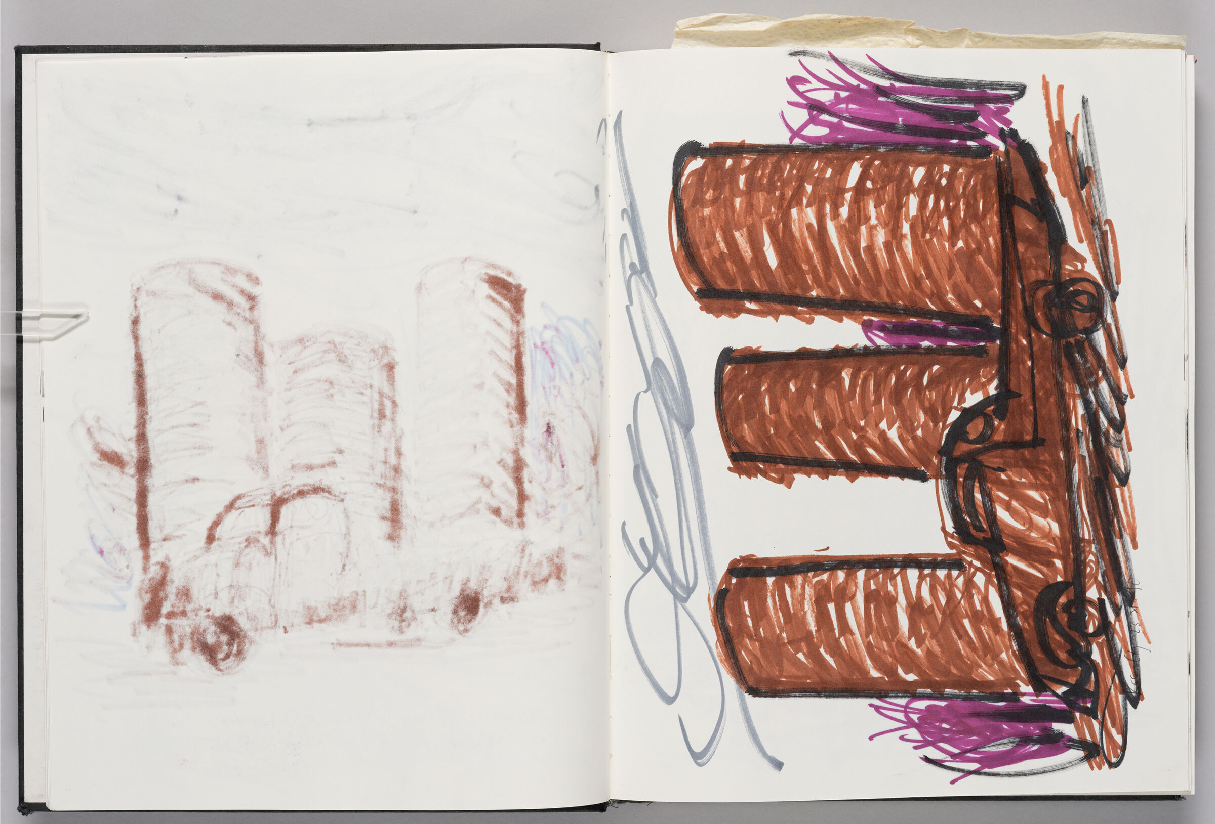 Untitled (Bleed-Through Of Previous Page, Left Page); Untitled (Car And Silos In Seligman, Mo, Right Page)