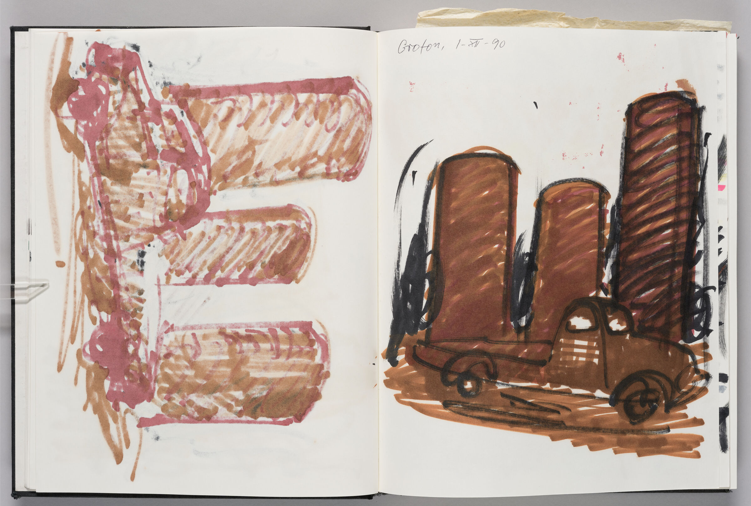 Untitled (Bleed-Through Of Previous Page, Left Page); Untitled (Car And Silos In Seligman, Mo, Right Page)
