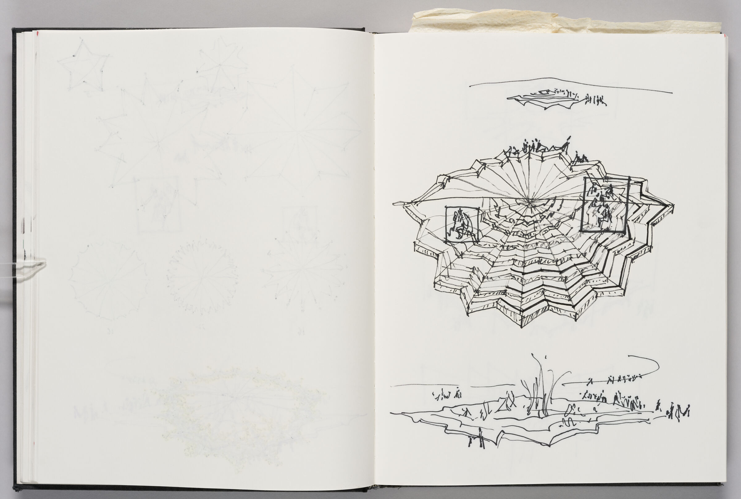 Untitled (Bleed-Through Of Previous Page, Left Page); Untitled (Media Park Fountain Design, Right Page)