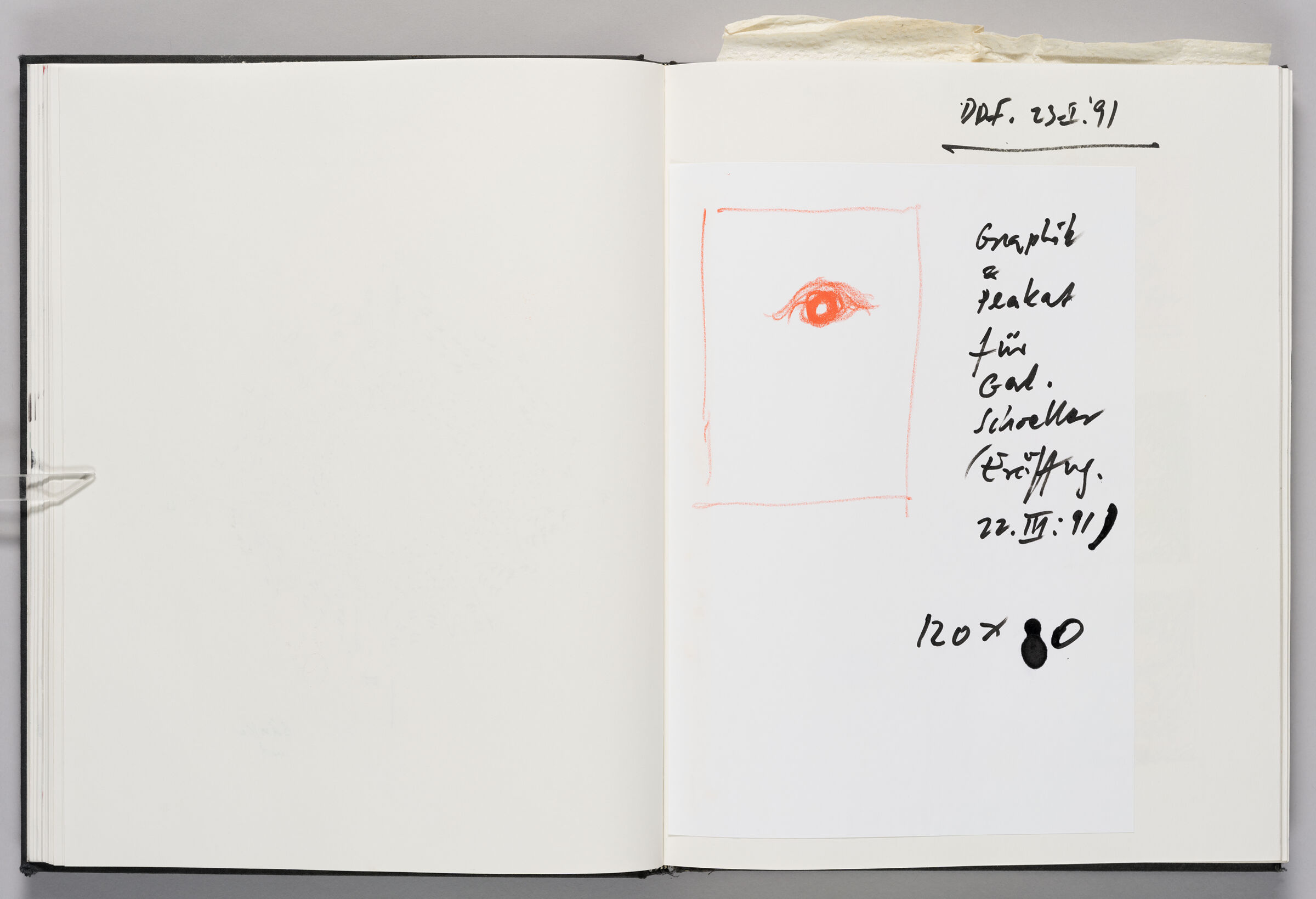 Untitled (Bleed-Through Of Previous Page, Left Page); Untitled (Design For Exhibition Poster On Adhered Sheet Of Paper, Right Page)