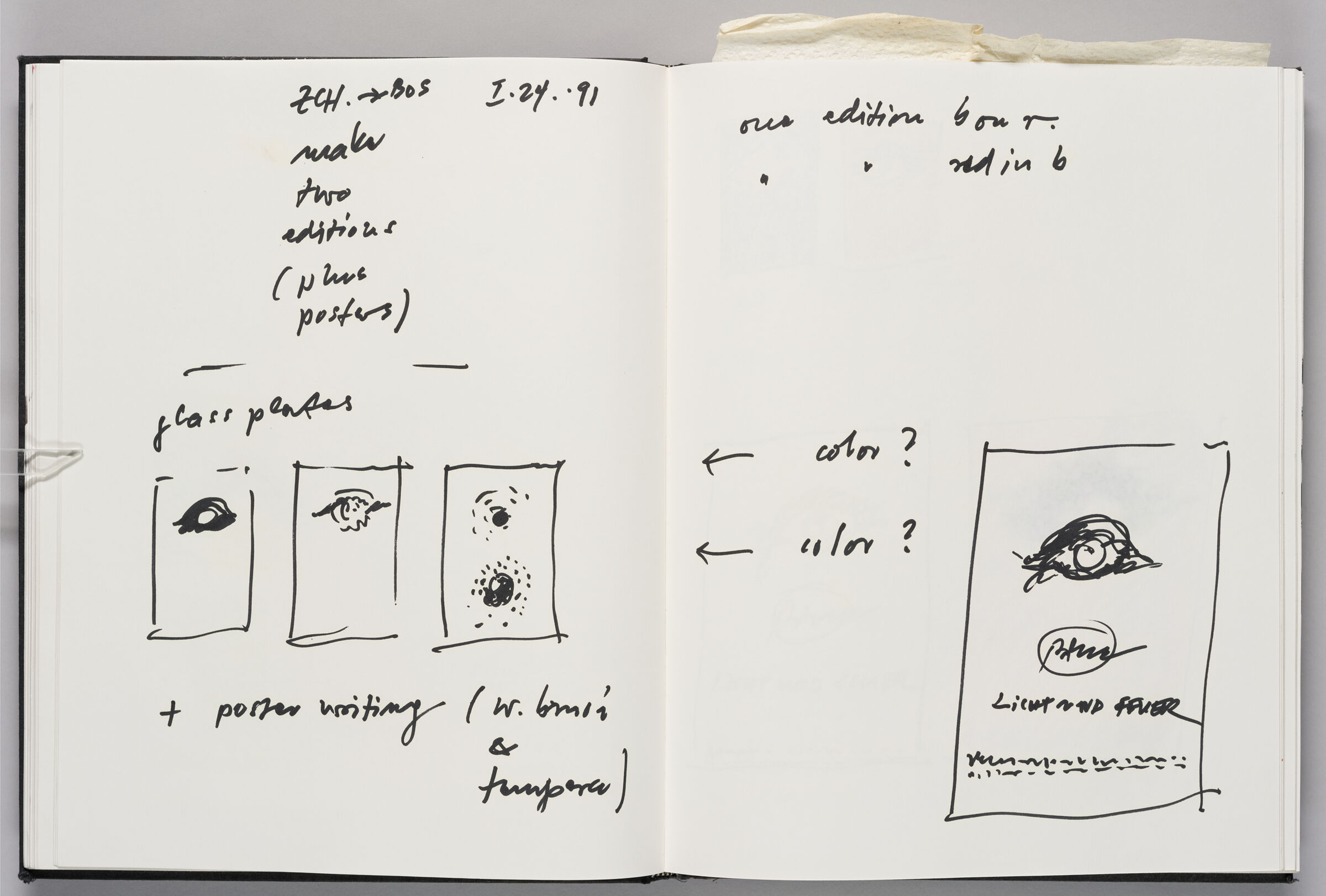 Untitled (Notes And Designs For Exhibition Poster, Left Page); Untitled (Notes And Designs For Exhibition Poster, Right Page)