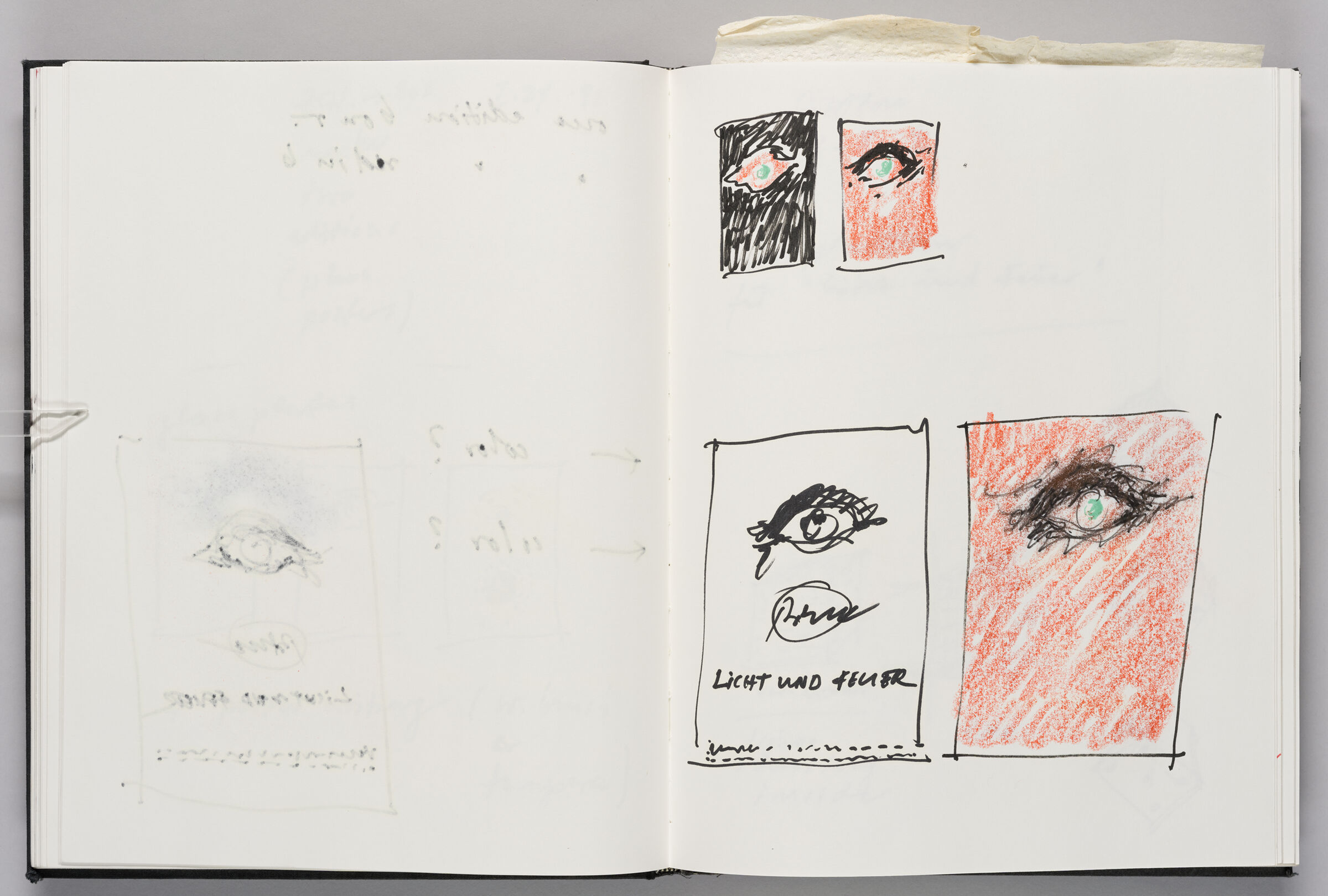 Untitled (Bleed-Through Of Previous Page, Left Page); Untitled (Designs For Exhibition Poster, Right Page)