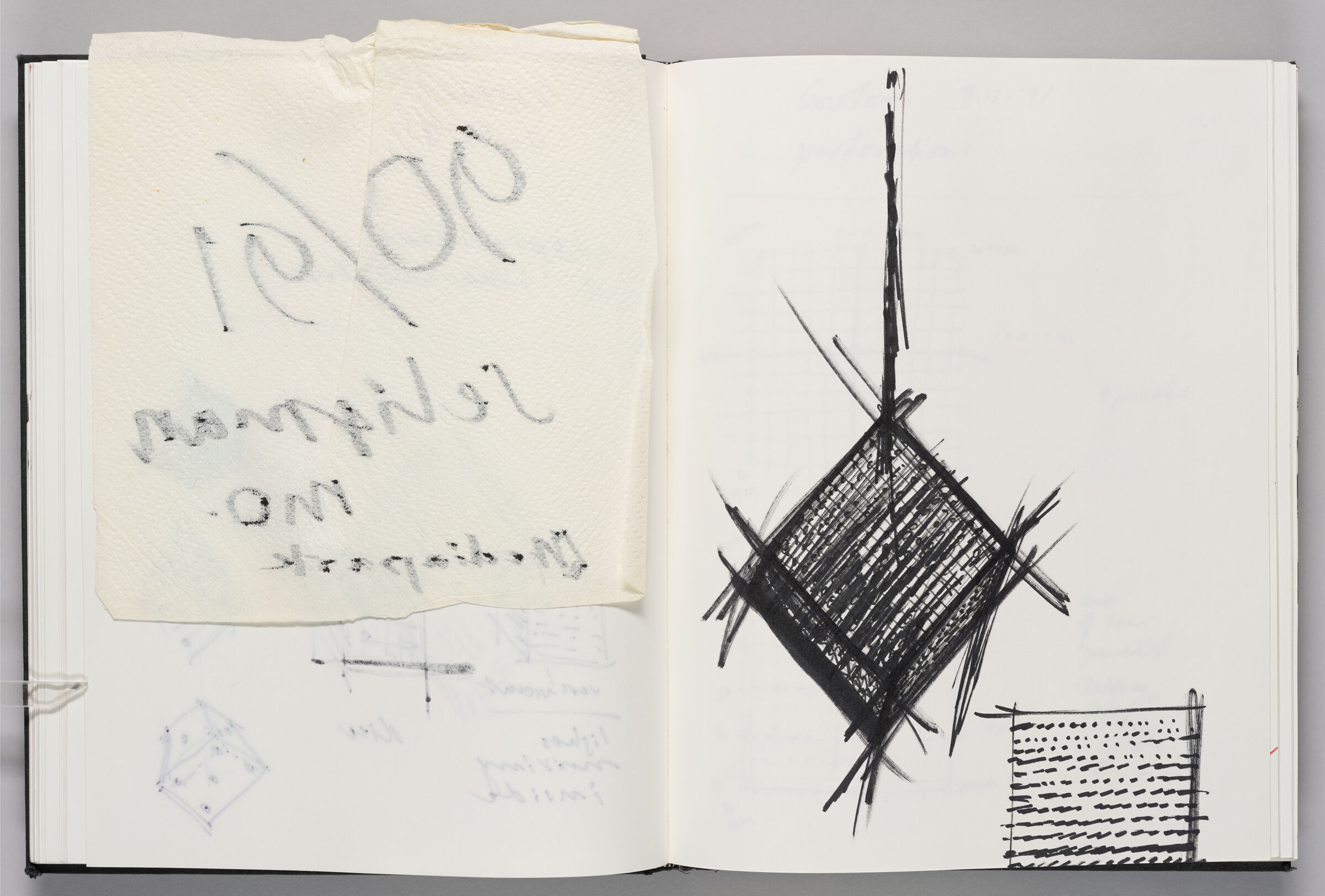 Untitled (Bleed-Through Of Previous Page, Left Page); Untitled (Designs For Light Sculptures, Right Page)