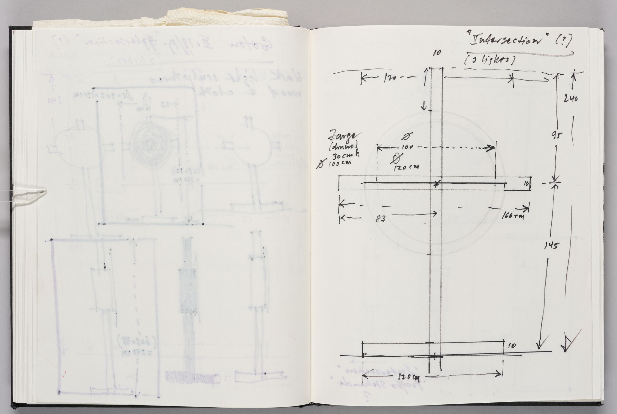 Untitled (Bleed-Through Of Previous Page And Color Transfer, Left Page); Untitled (Notes And Measurements For Light Sculpture 