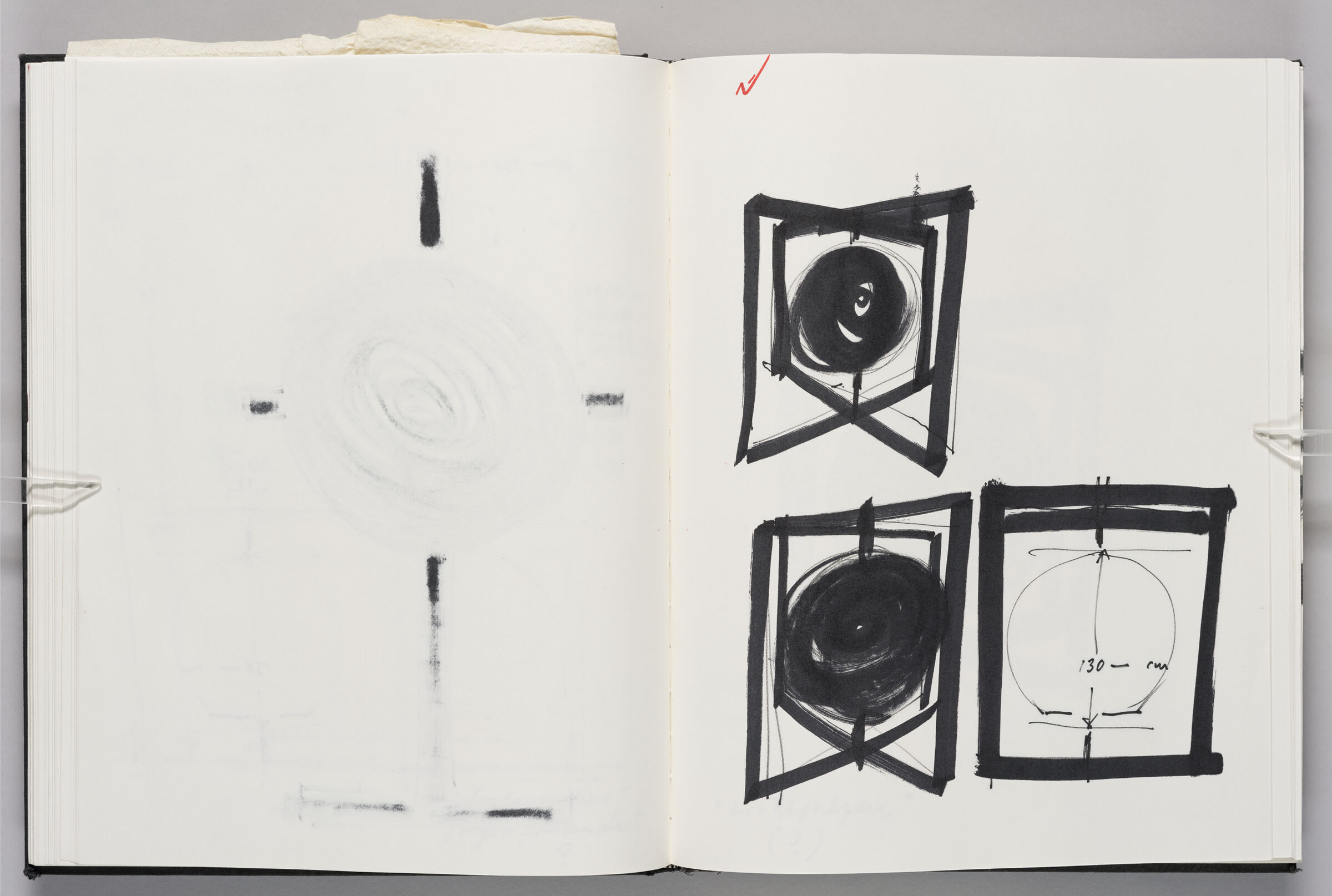Untitled (Bleed-Through Of Previous Page, Left Page); Untitled (Light Sculpture Designs With Measurement, Right Page)