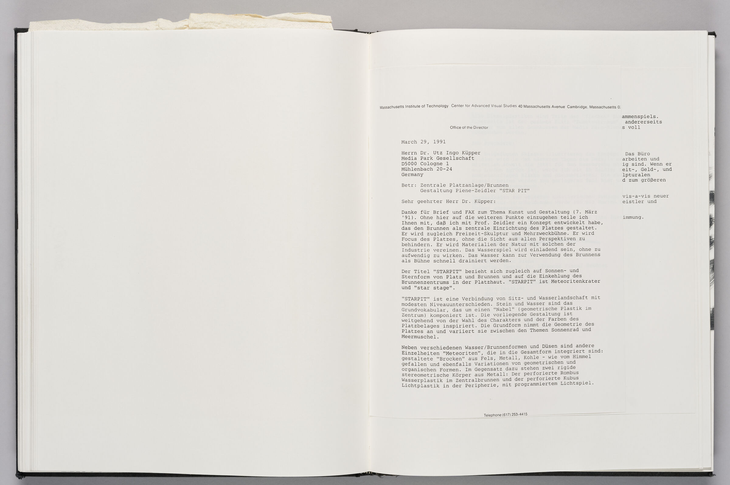 Untitled (Blank, Left Page); Untitled (Two-Page Typed Letter To Dr. Utz Ingo Küpperregarding 