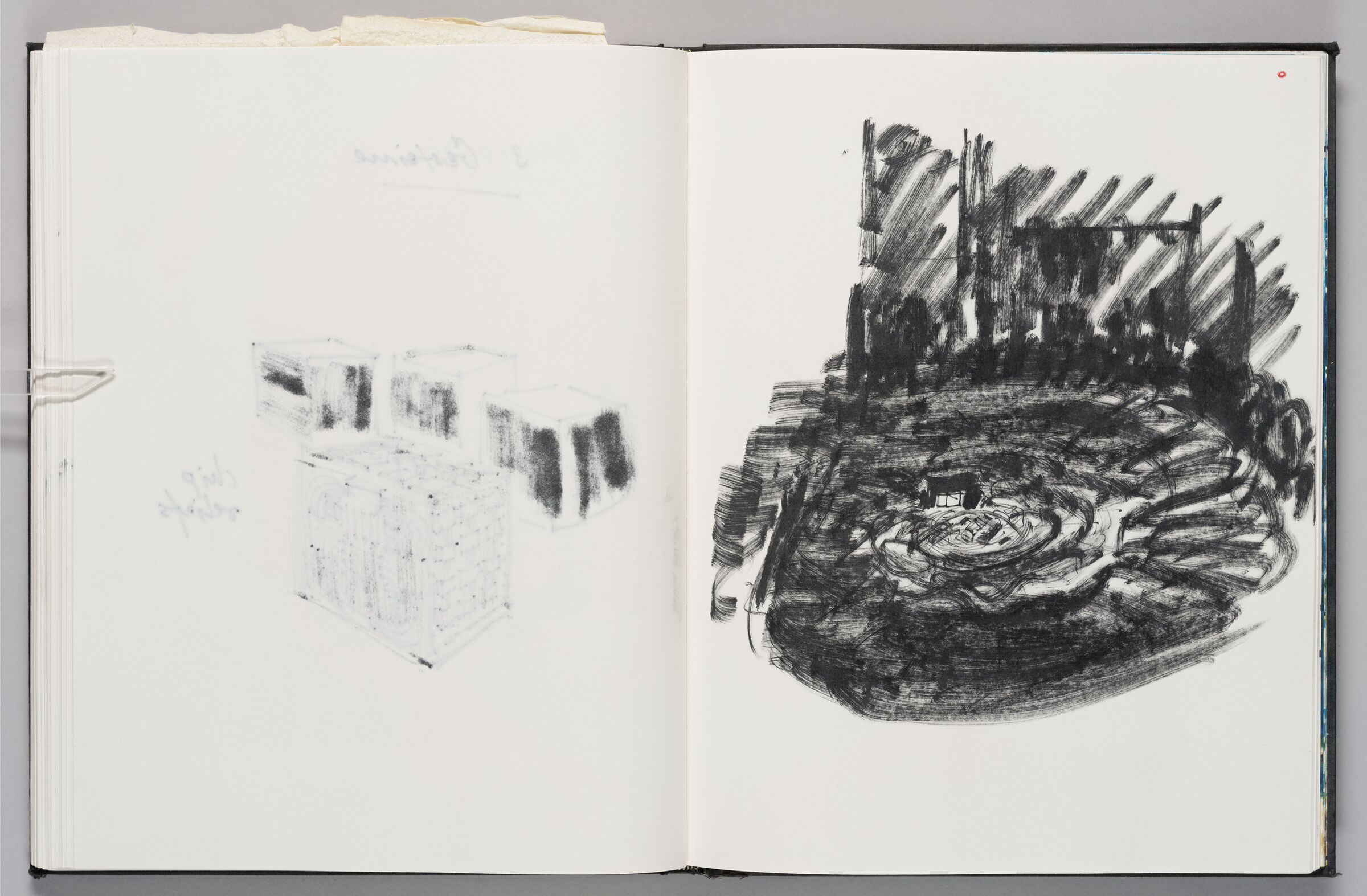 Untitled (Bleed-Through Of Previous Page, Left Page); Untitled (Media Park Fountain, Right Page)