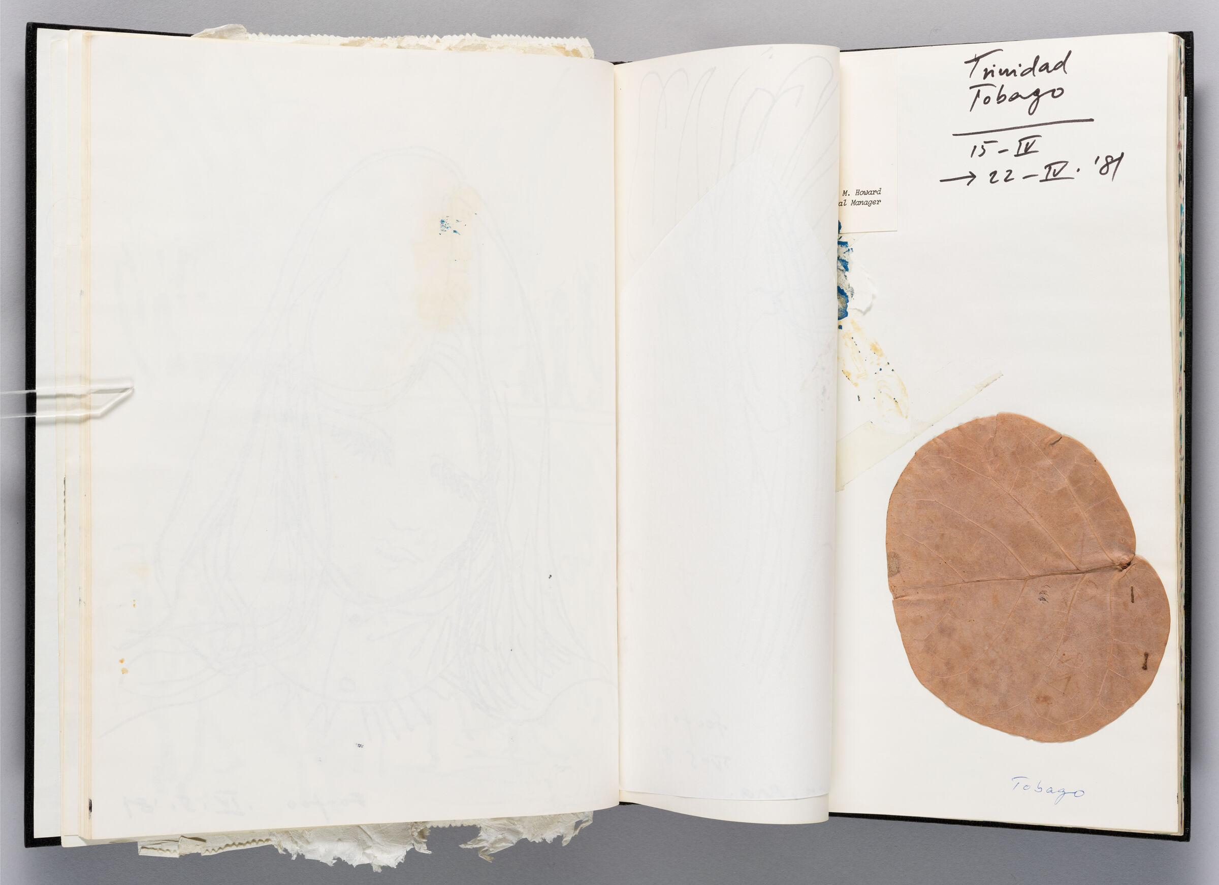 Untitled (Bleed-Through Of Previous Page, Left Page); Untitled (Note And Adhered Material, Right Page)