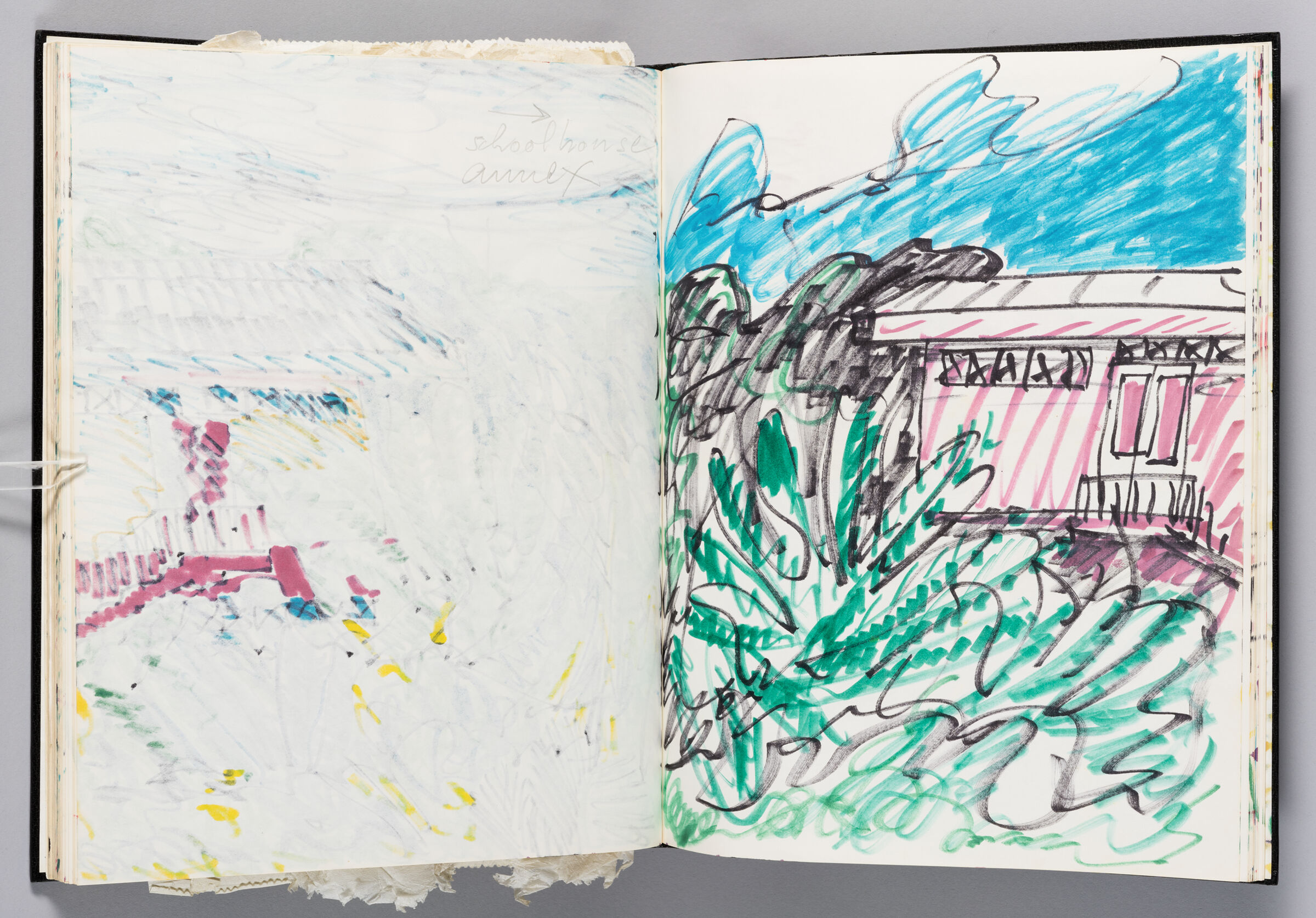 Untitled (Bleed-Through Of Previous Page, Left Page); Untitled (View Of Schoolhouse Annex In Tobago, Right Page)