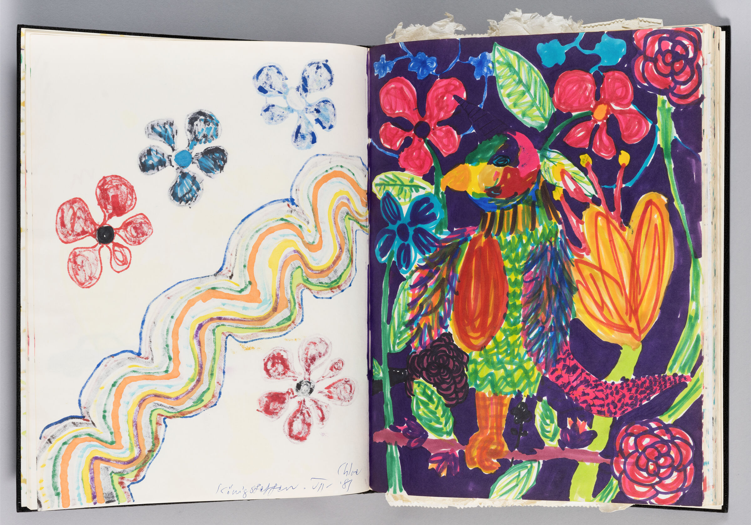 Untitled (Bleed-Through, Left Page); Untitled (Children's Drawing, Right Page)
