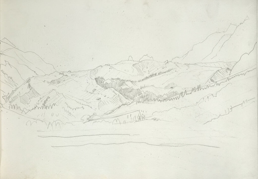 Blank Page; Verso: Mountainous Landscape