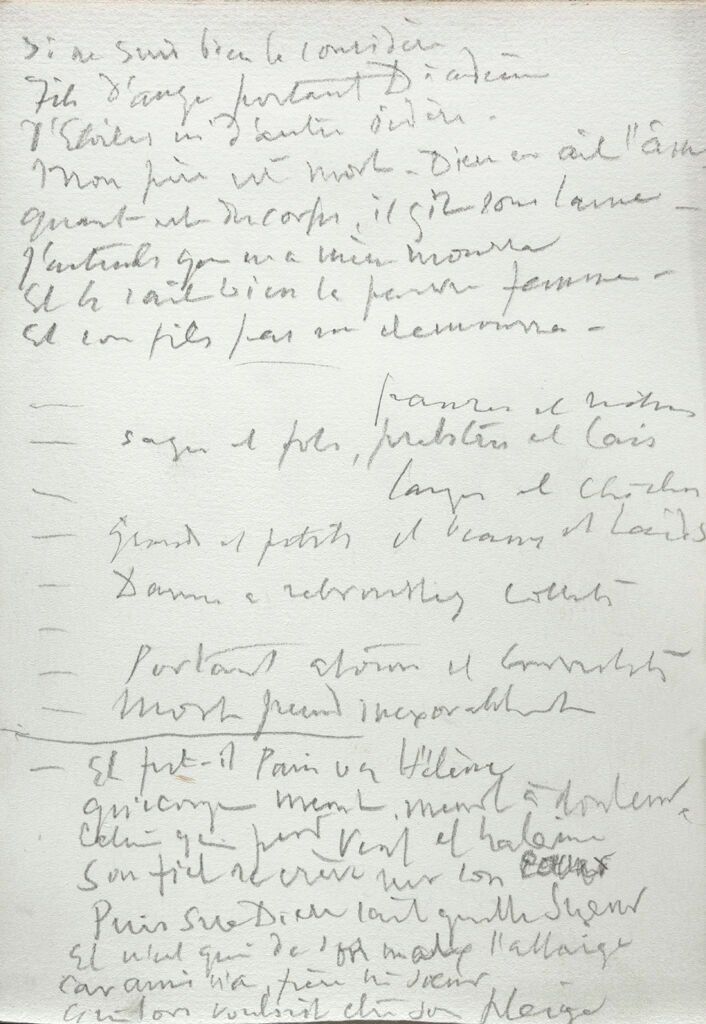 Blank Page; Verso: Transcription Of “Je Plains Le Temps De Ma Jeunesse” By François Villon