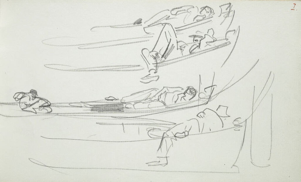 Sketches Of Men Reclining In Boats