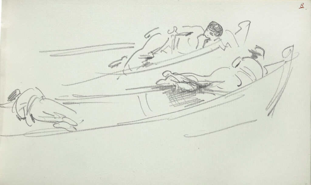 Sketches Of Men Reclining In Boats