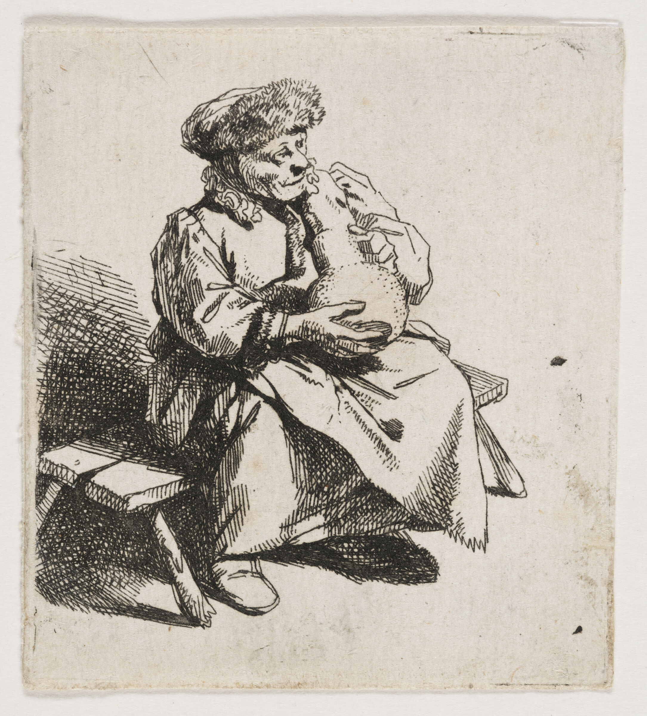 A Woman Seated, Holding A Large Jug