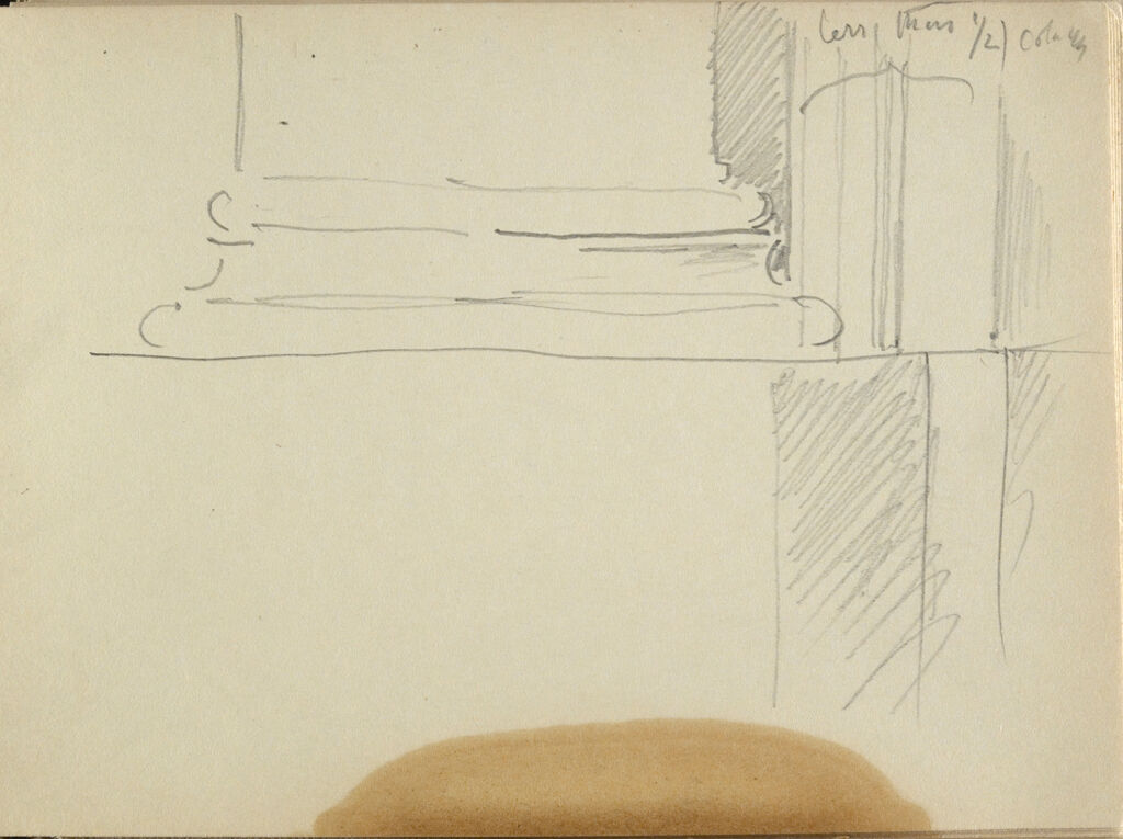 Blank Page; Verso: Sketch Of Column Base With Fluted Shaft