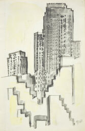 Manhattan Skyline; Verso: Blank Page