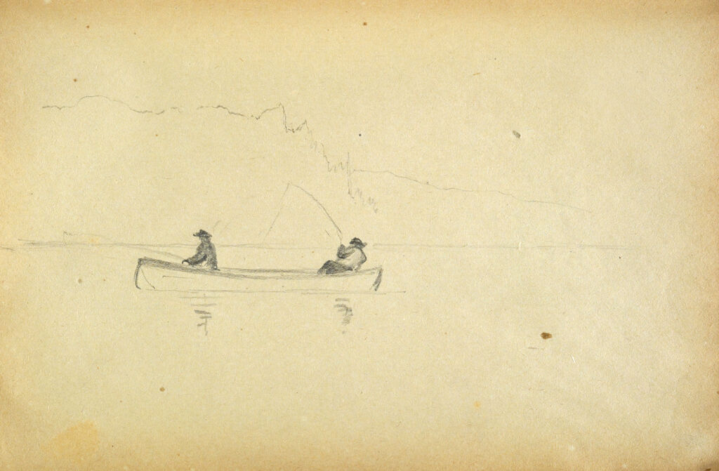 Men Fishing From A Rowboat