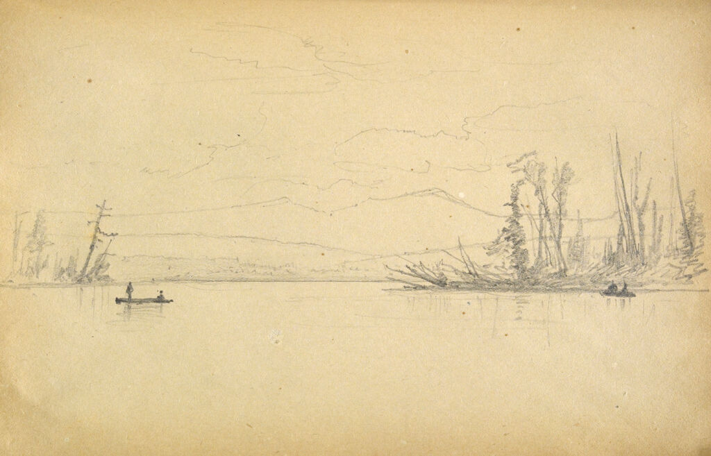 Water Scene With Figures In Rowboats