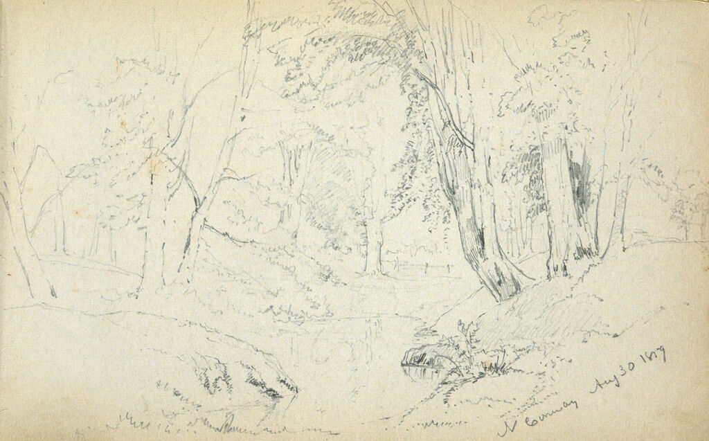 Landscape With Trees, North Conway, New Hampshire; Verso: Landscape With Sheep