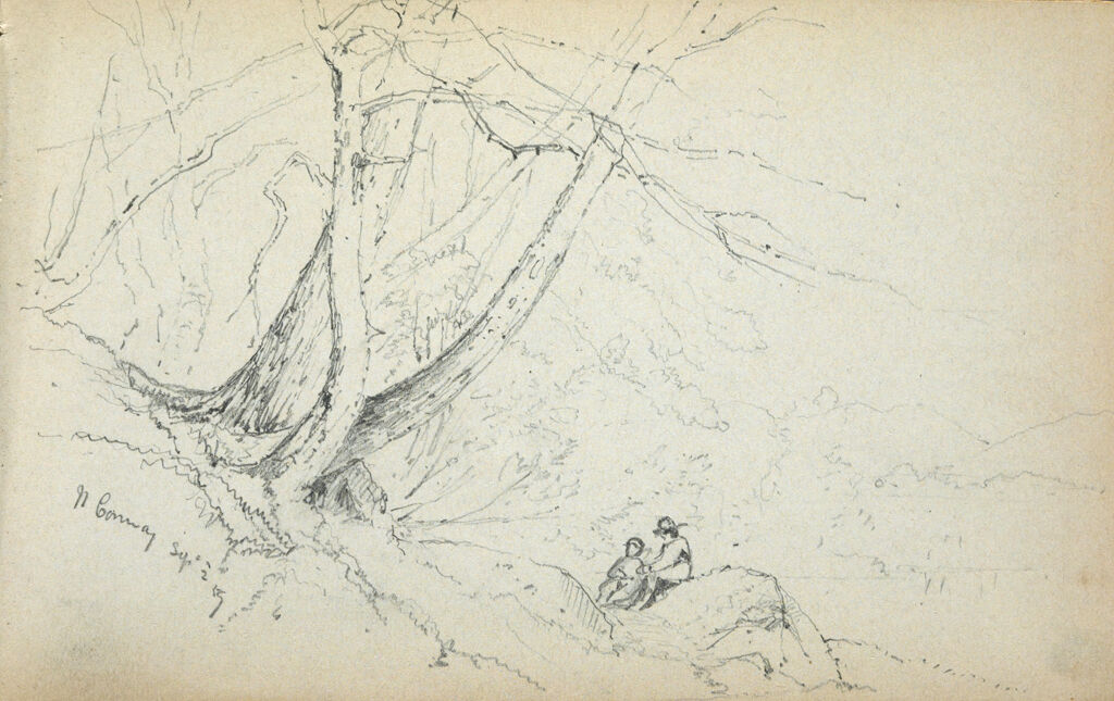 Two Figures In A Landscape, North Conway, New Hampshire; Verso: Blank Page