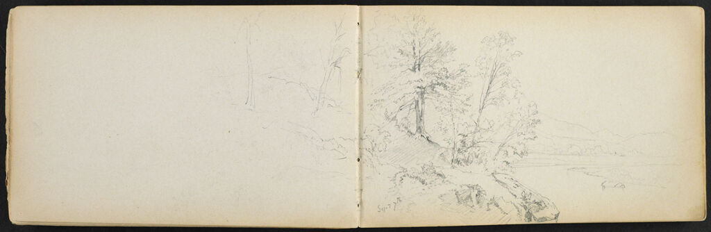 Partial Landscape With River; Verso: Blank Page
