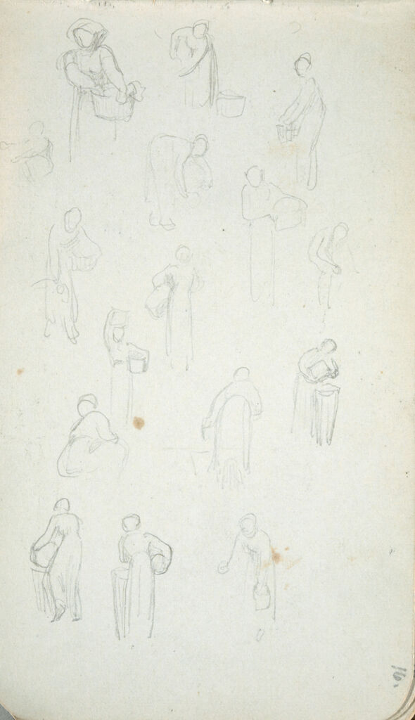 Sketches Of Female Figures With Baskets Or Jugs;  Verso: Sketches Of Female Figures